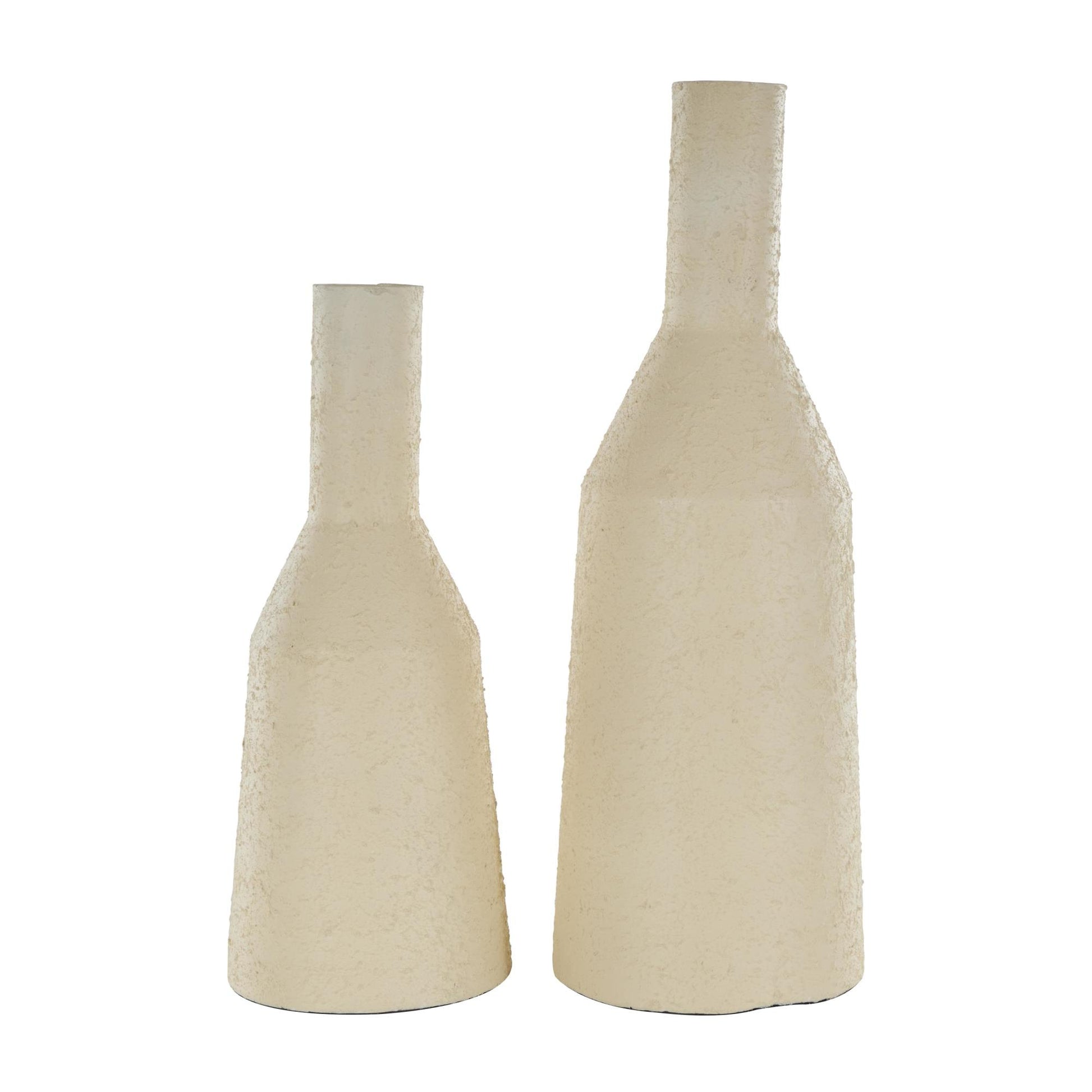 Set of 2 Metal Minimalistic Distressed Textured Decorative Vase Set of 2 18", 14"H