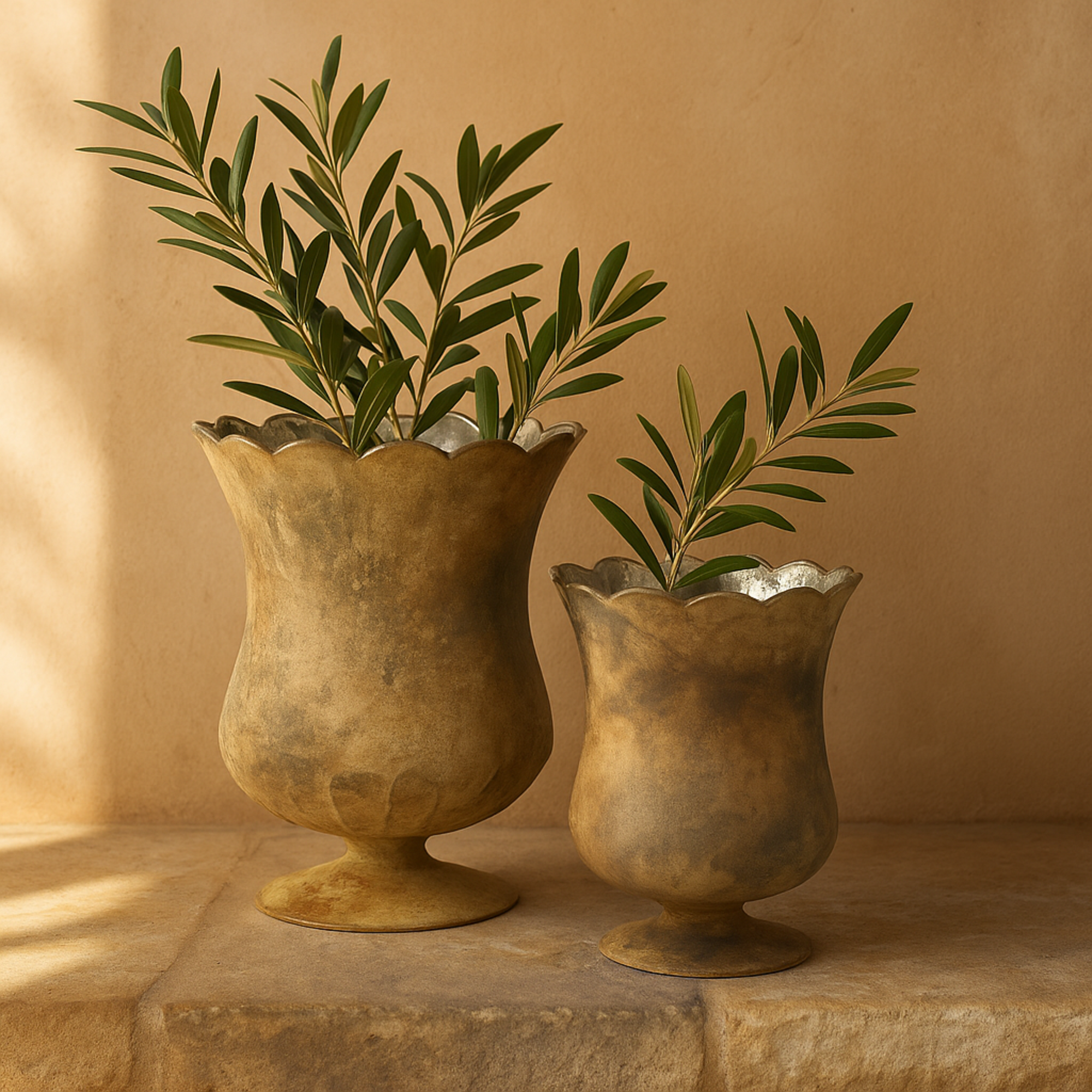 Set of 2 Brown Glass Room Hurricane Lamp