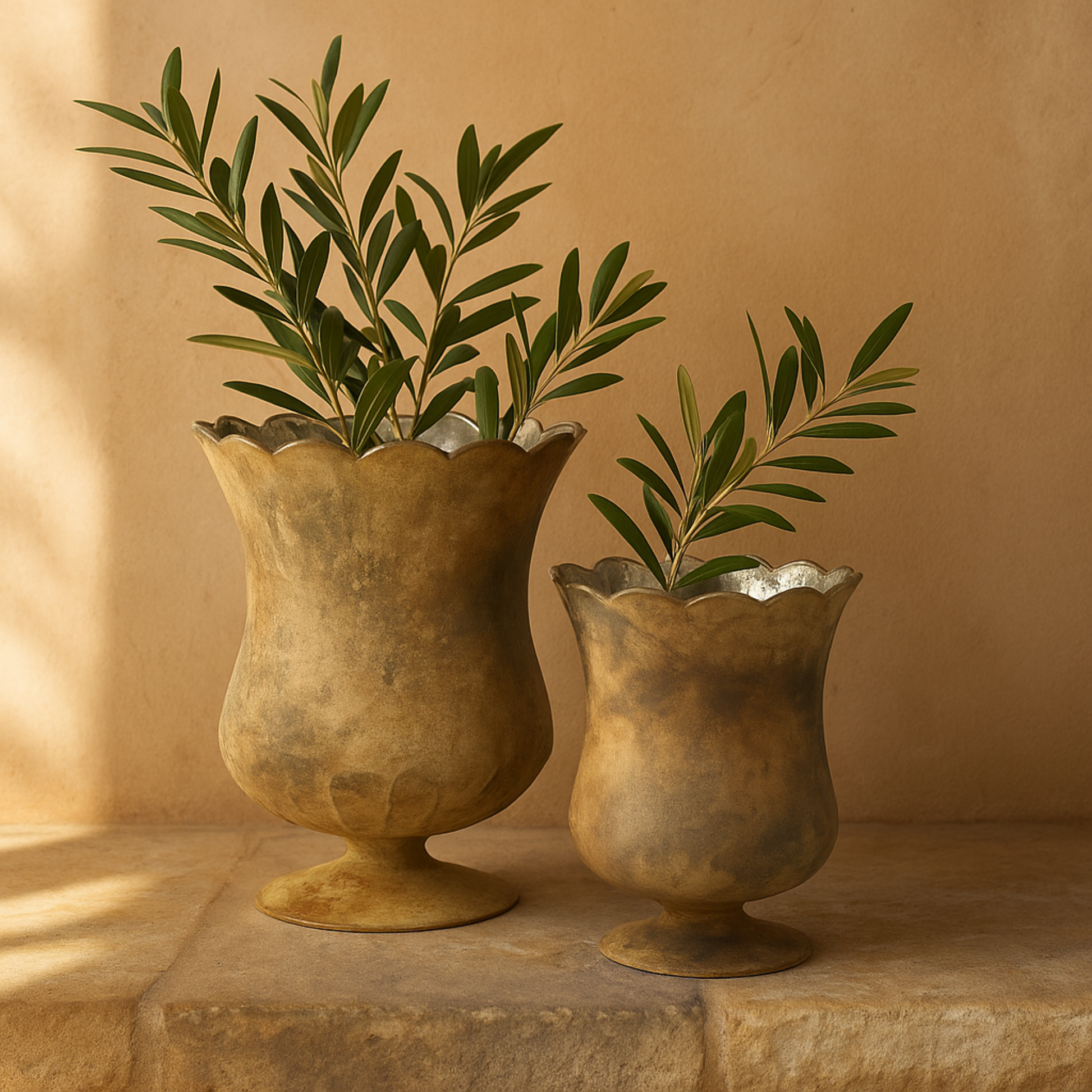 Set of 2 Brown Glass Room Hurricane Lamp