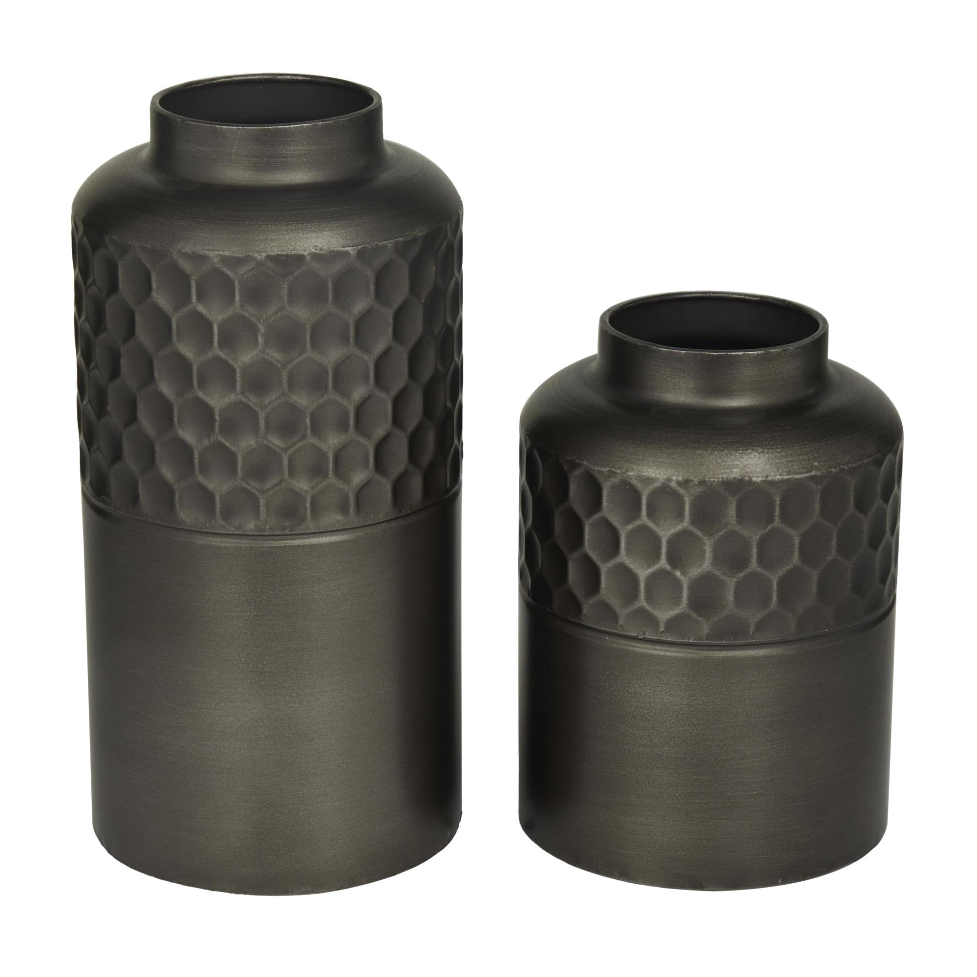Set of 2 Black Metal Decorative Vase