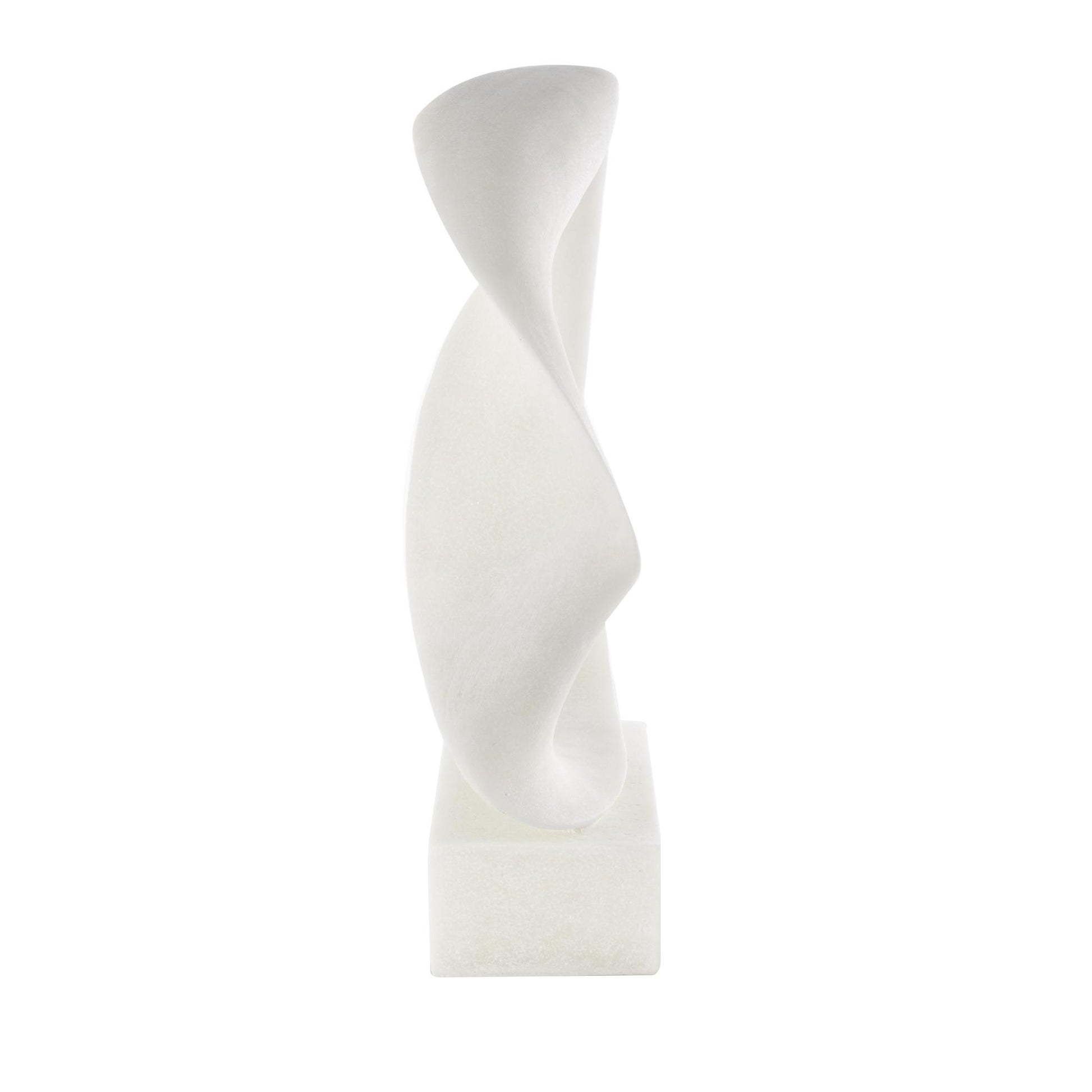 Abstract White Polystone Textured Open Wave Decorative Sculpture with Elevated Base