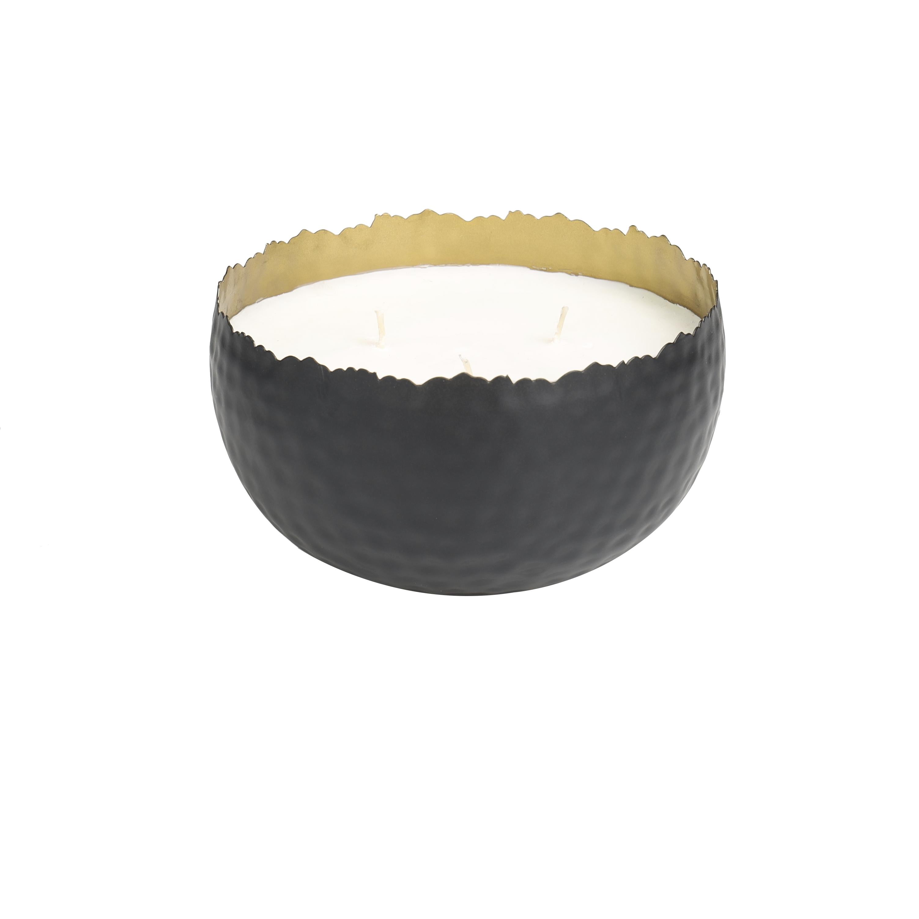 Metal Egyptian Mint Scented Hammered 30 oz 3 Wick Decorative Candle with White Wax 7" x 7" x 4"