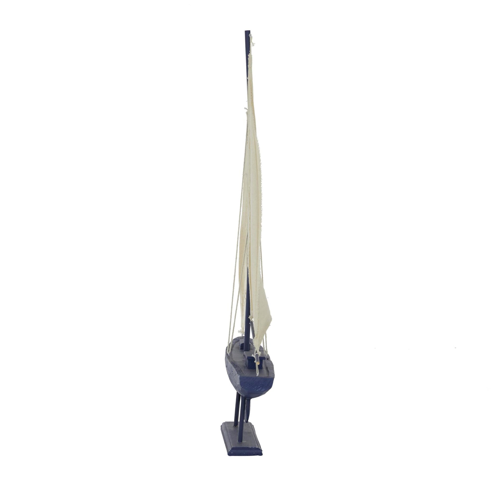Sail Boat Dark Blue Wood Decorative Sculpture with Lifelike Rigging