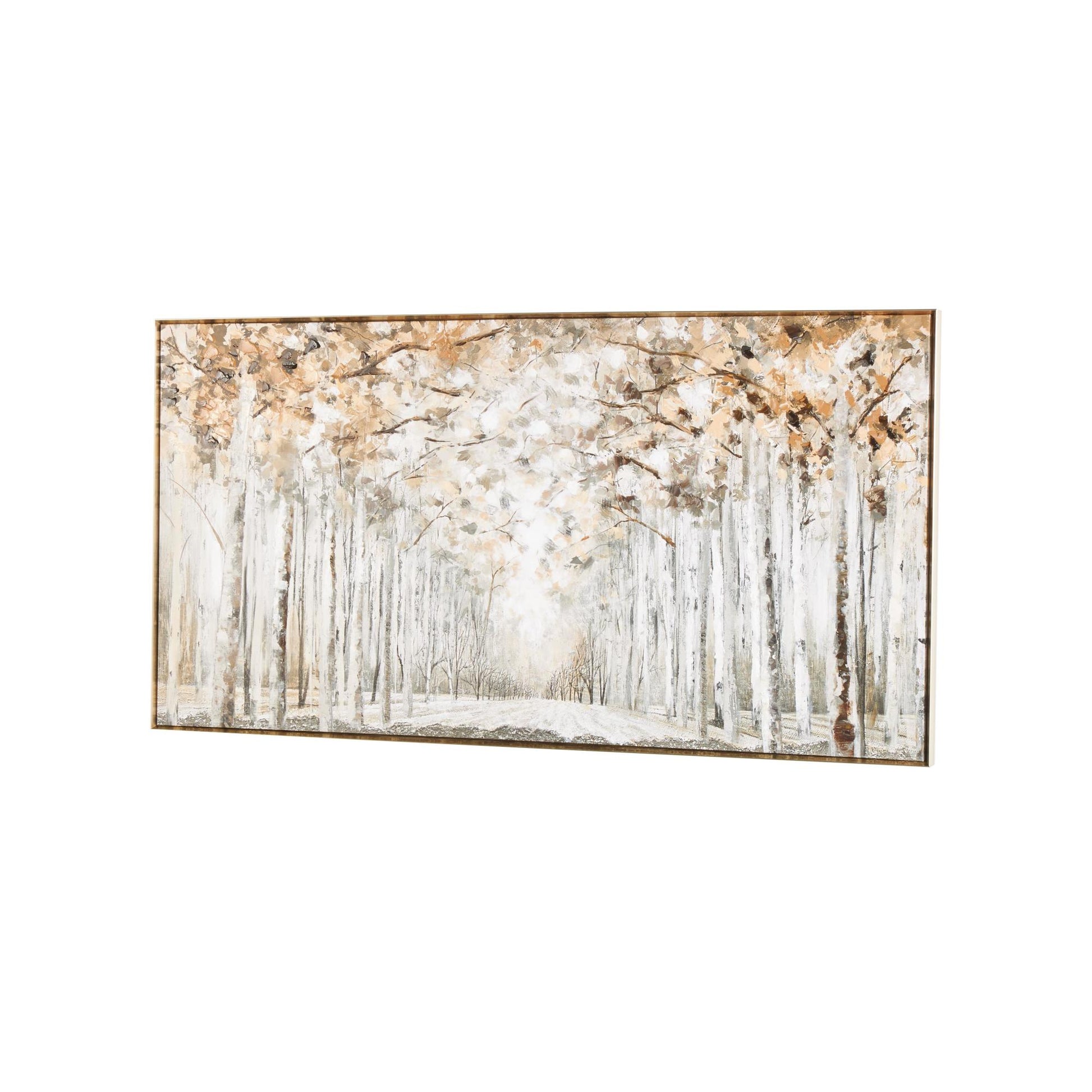 Landscape Gray Canvas Forest Living Room Framed Wall Art with Brown Accents
