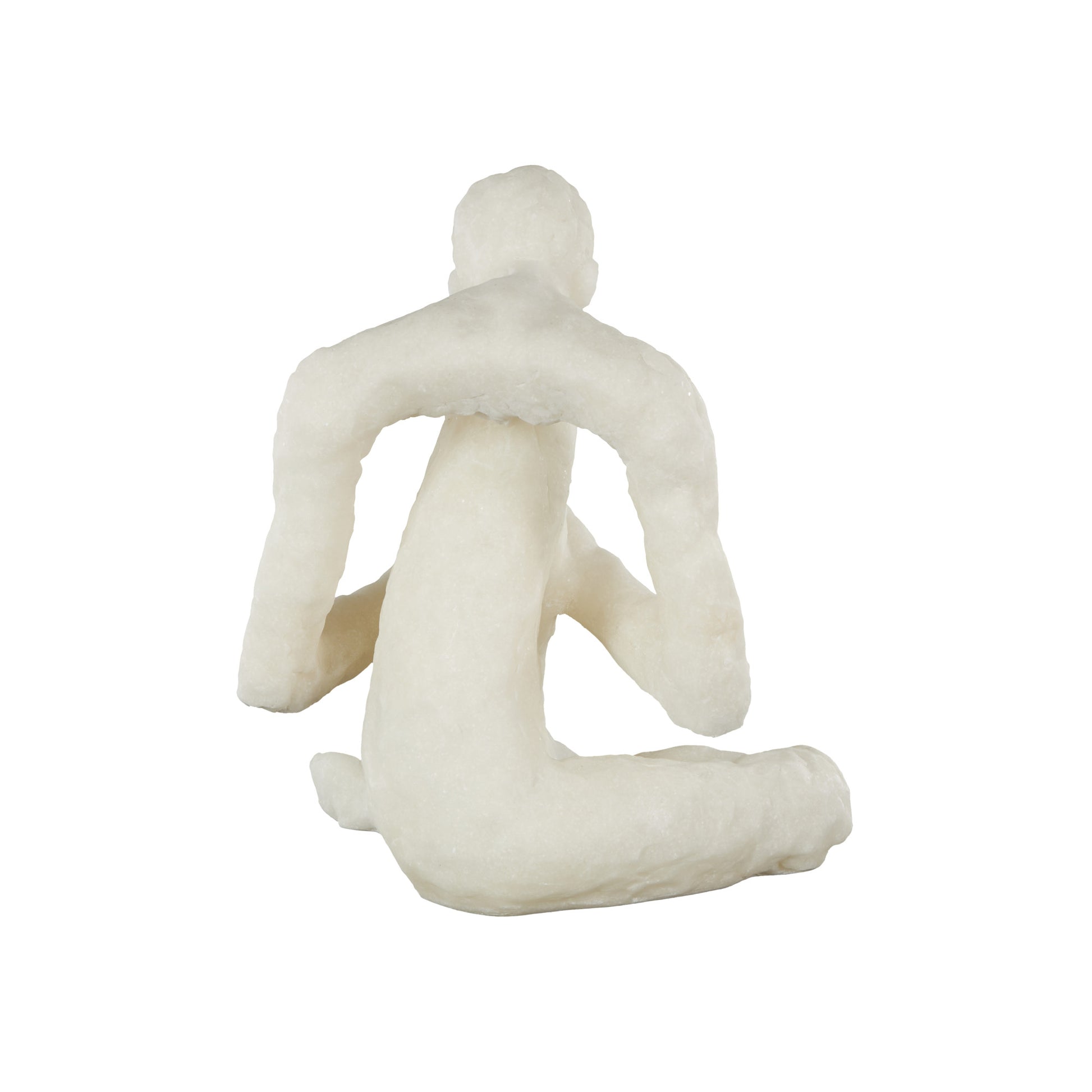People White Polystone Thinking Decorative Sculpture with Shimmer