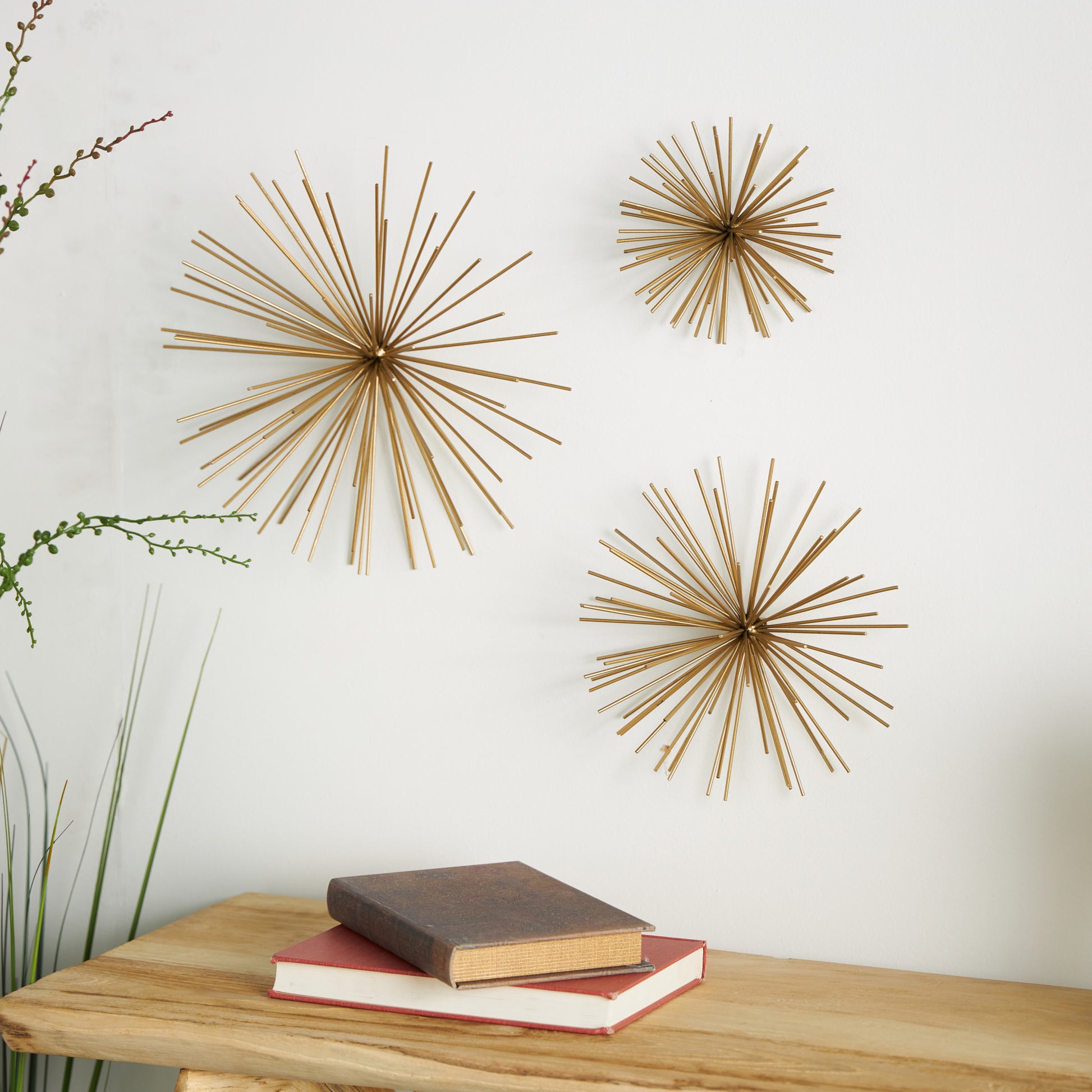 Set of 3 Starburst Metal 3D Long Spike Home Wall Decor