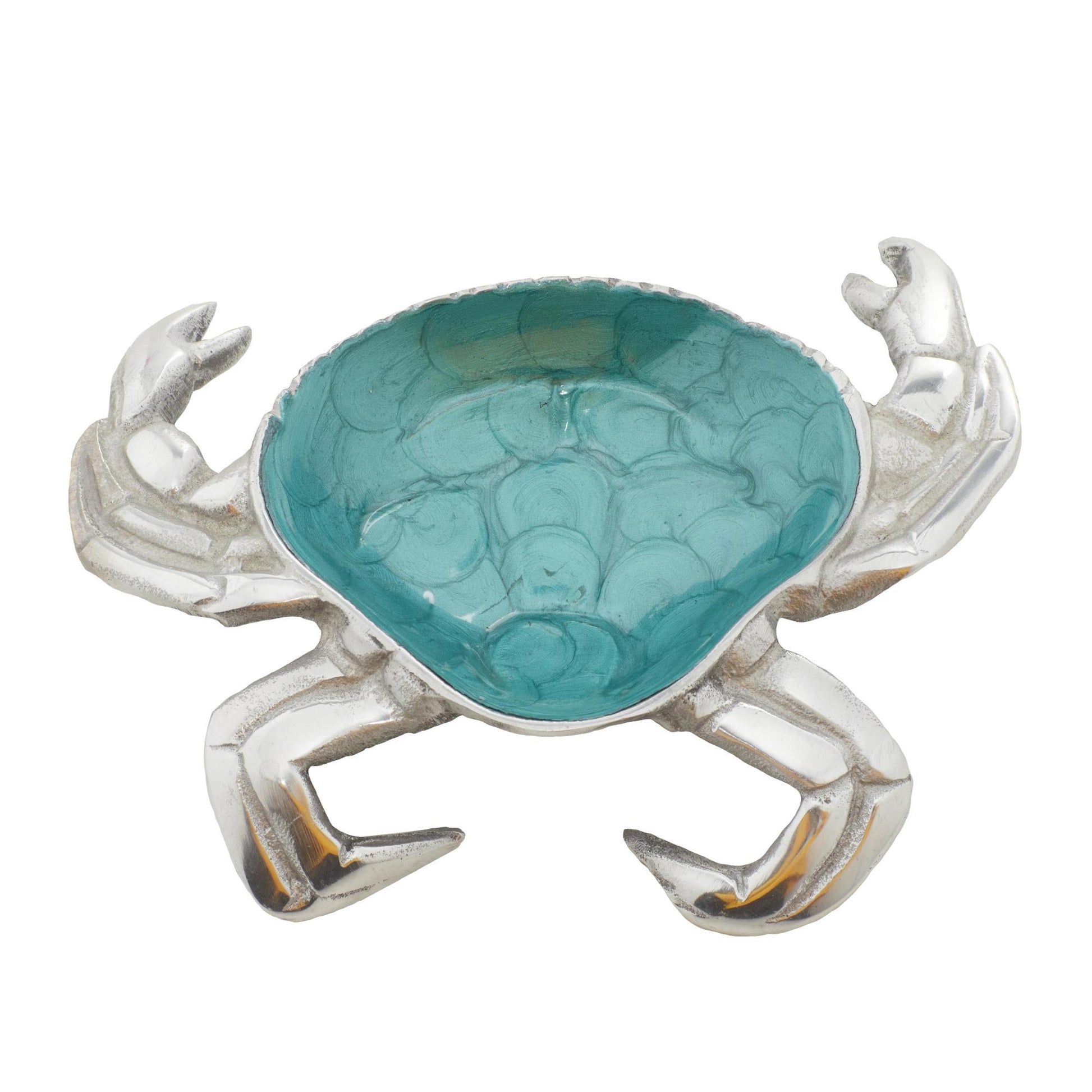 Set of 3 Crab Blue Aluminum Metal Decorative Serving Bowl with Enamel Interior