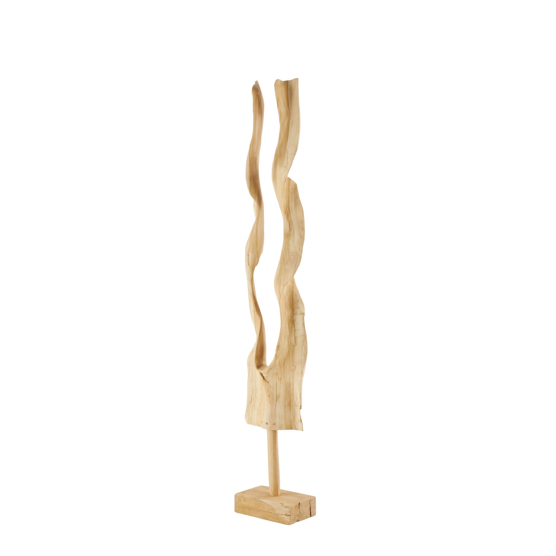 Abstract Brown Teak Wood Handmade Live Edge Floor Decorative Sculpture