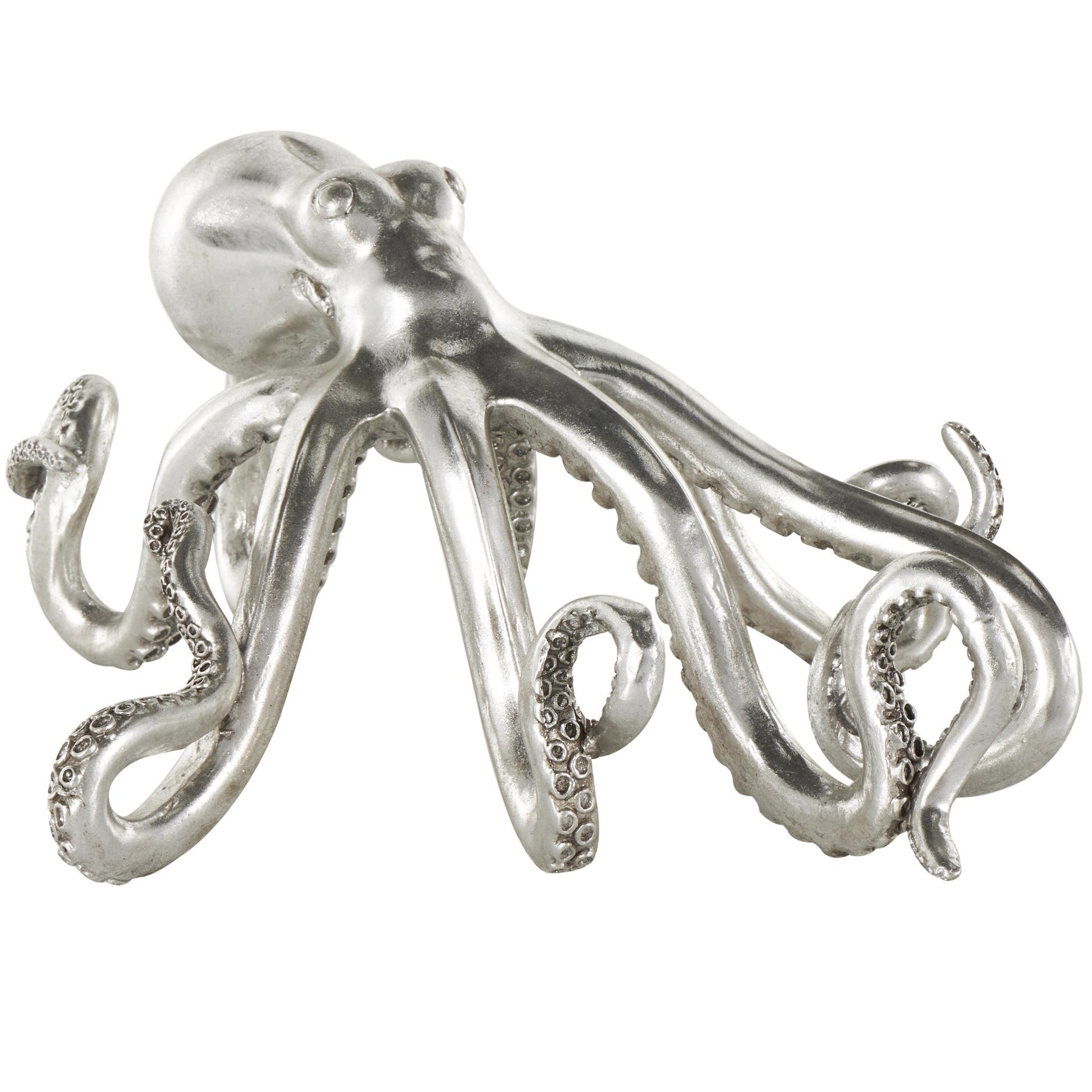 Octopus Silver Resin Laying Decorative Sculpture