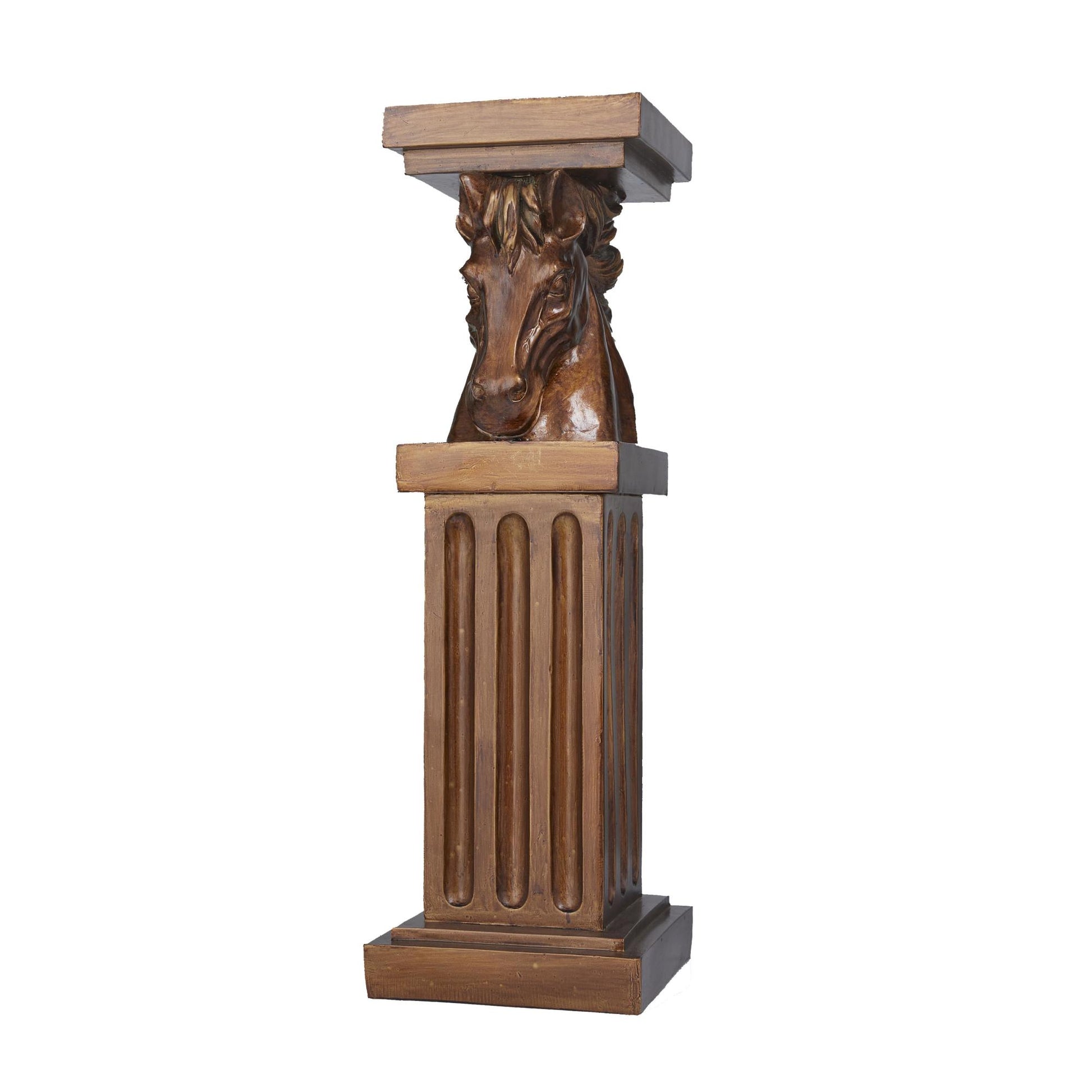 Horse Brown Polystone Side End Pedestal Table