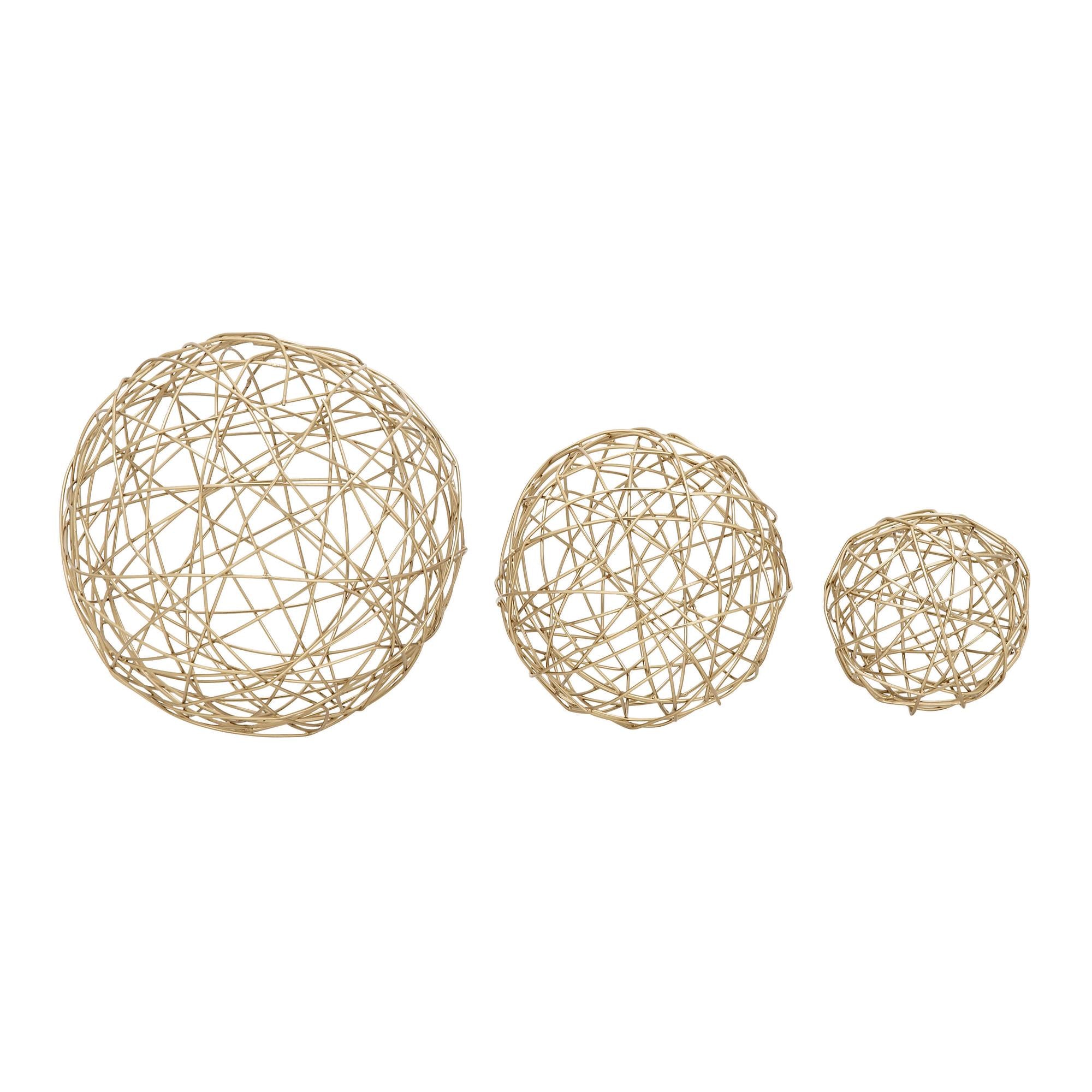 Set of 3 Geometric Metal Decorative Sculpture Set of 3 8", 6", 4"D