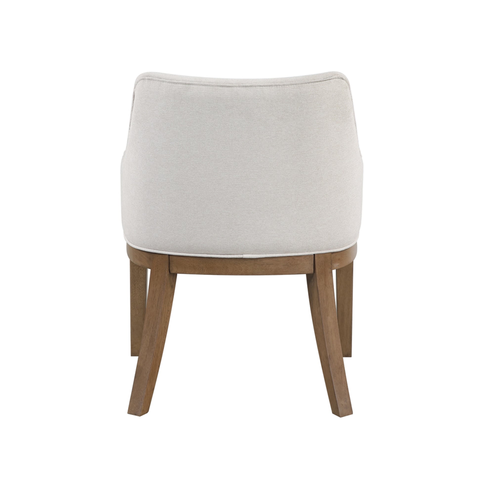 Set of 2 Beige Fabric Kitchen Dining Chair with Brown Wooden Legs