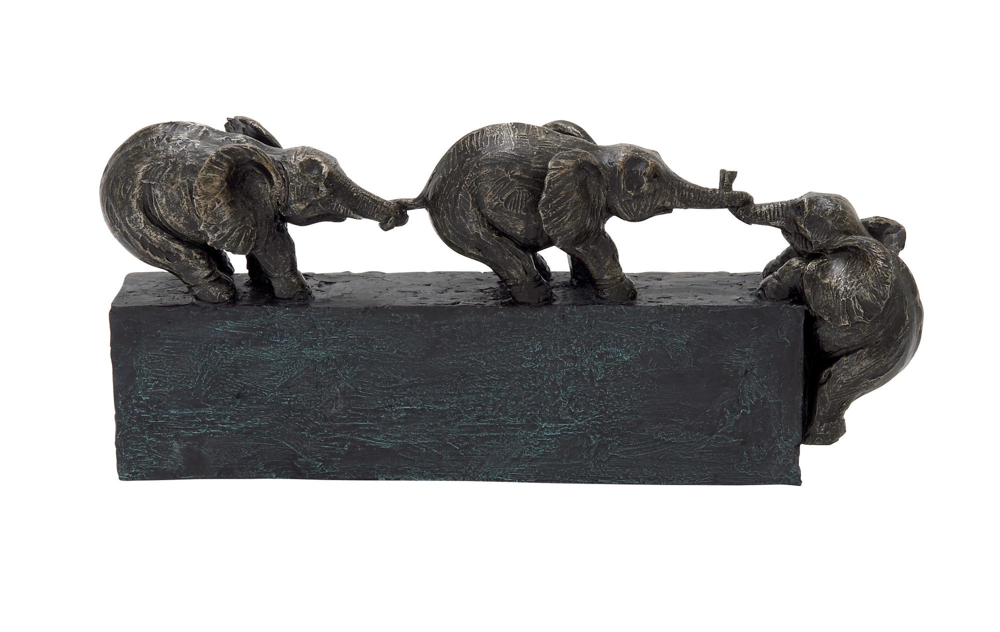 Elephant Black Polystone Decorative Sculpture