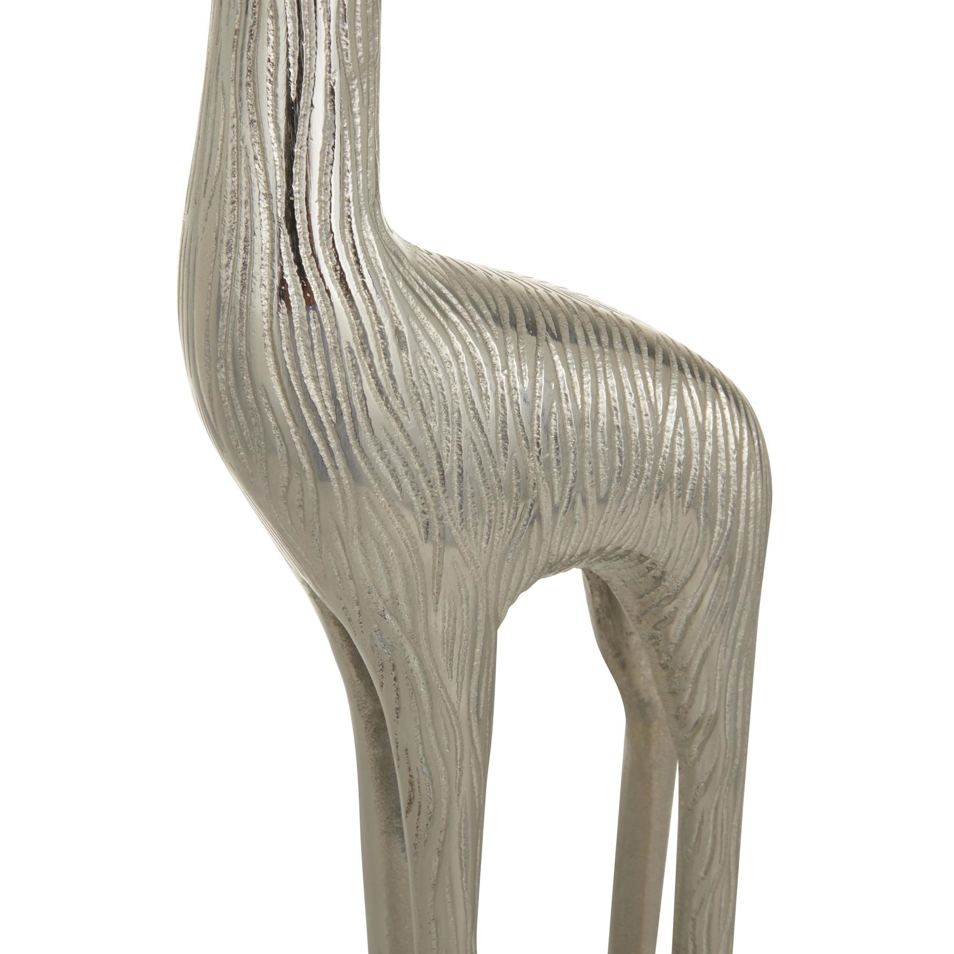 Set of 2 Giraffe Silver Aluminum Metal Decorative Sculpture