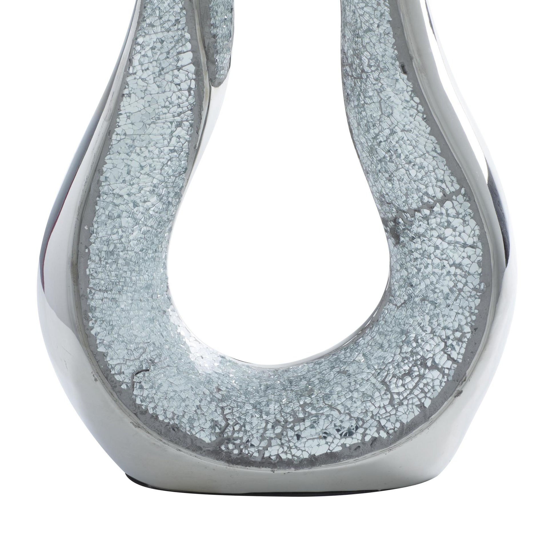 Silver Ceramic Tear Drop Room Table Lamp with Mosaic Mirror
