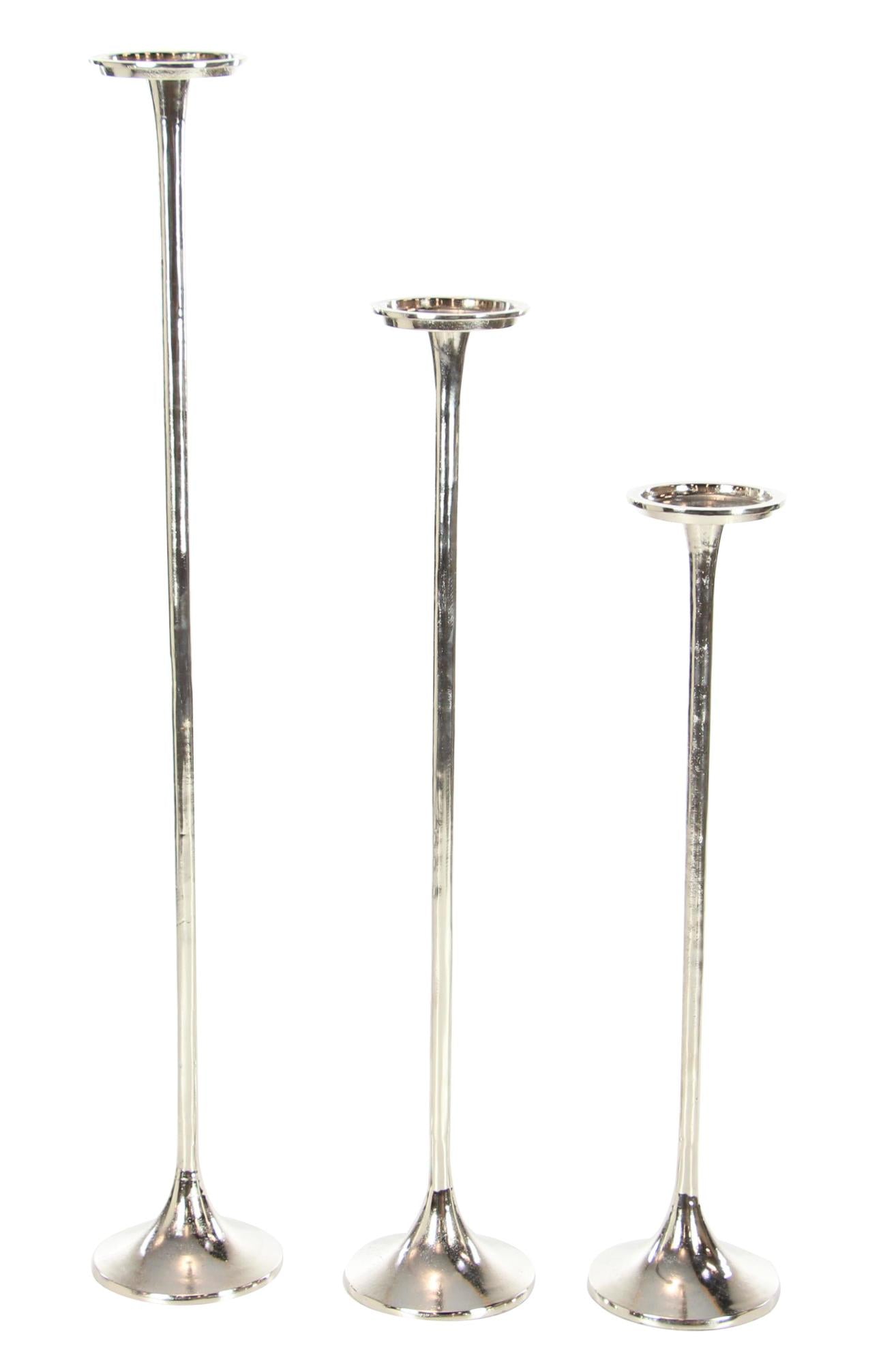 Set of 3 Aluminum Metal Tall Decorative Candle Holder