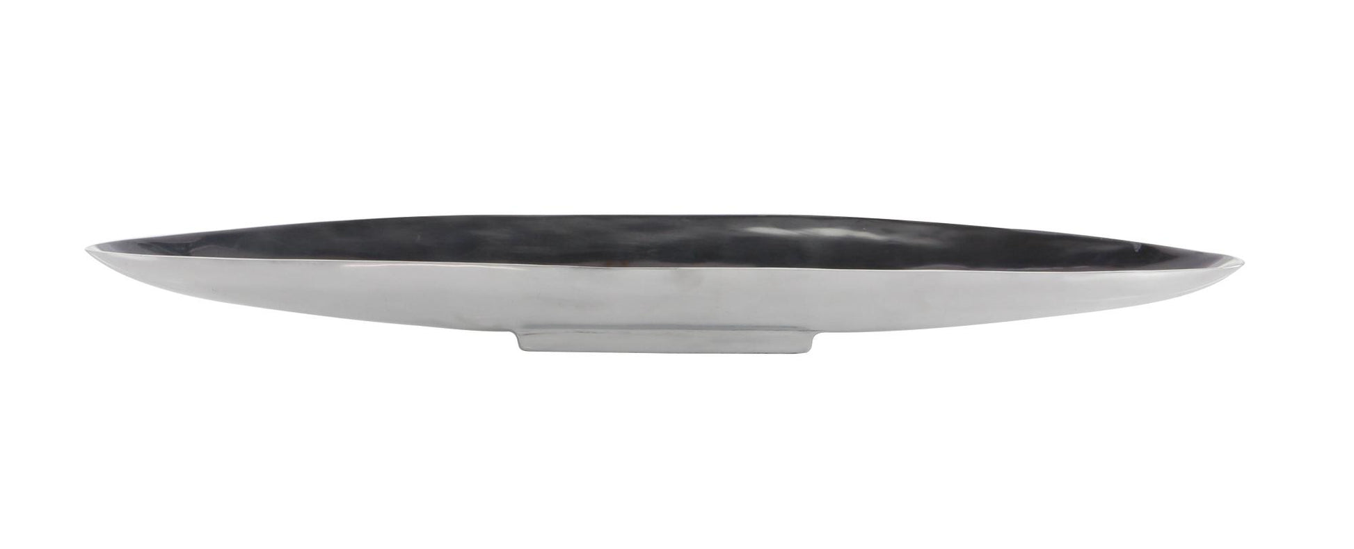 Boat Silver Aluminum Metal Sleek Living Room Decor Tray with Elevated Base