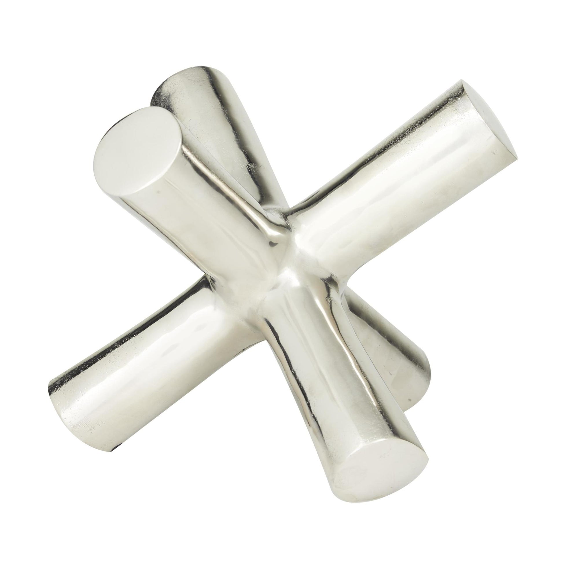 Abstract Aluminum Metal Jack Decorative Sculpture 10" x 10" x 9"