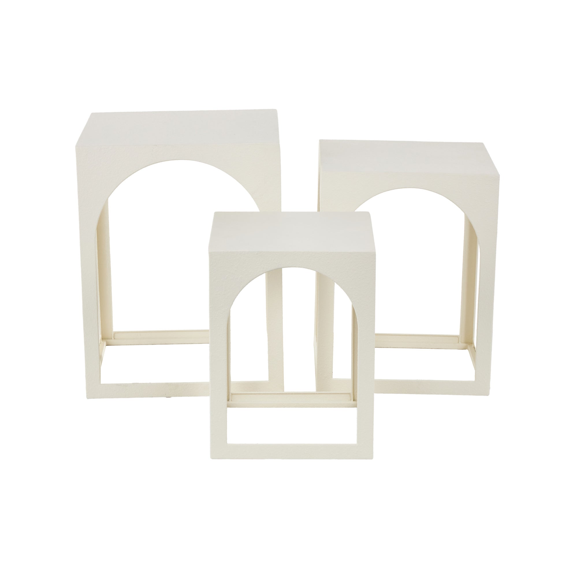 Set of 3 Metal Nested Side End Accent Table with Arched Cutouts