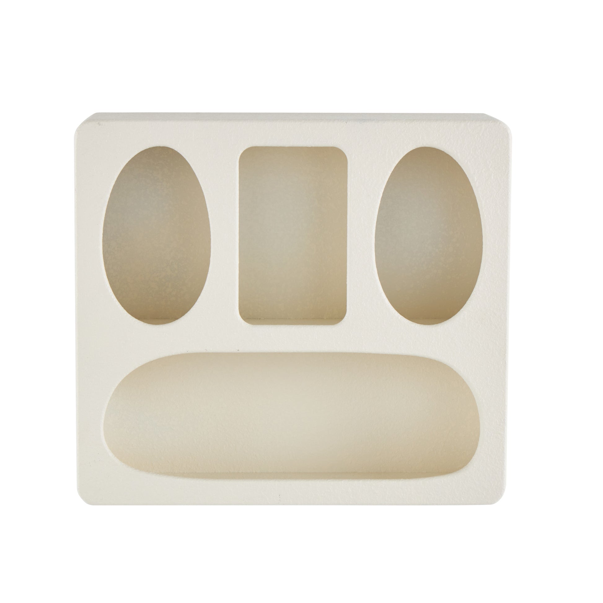 Geometric Wooden 4 Cubby Room Wall Shelf with Rounded Block Shapes