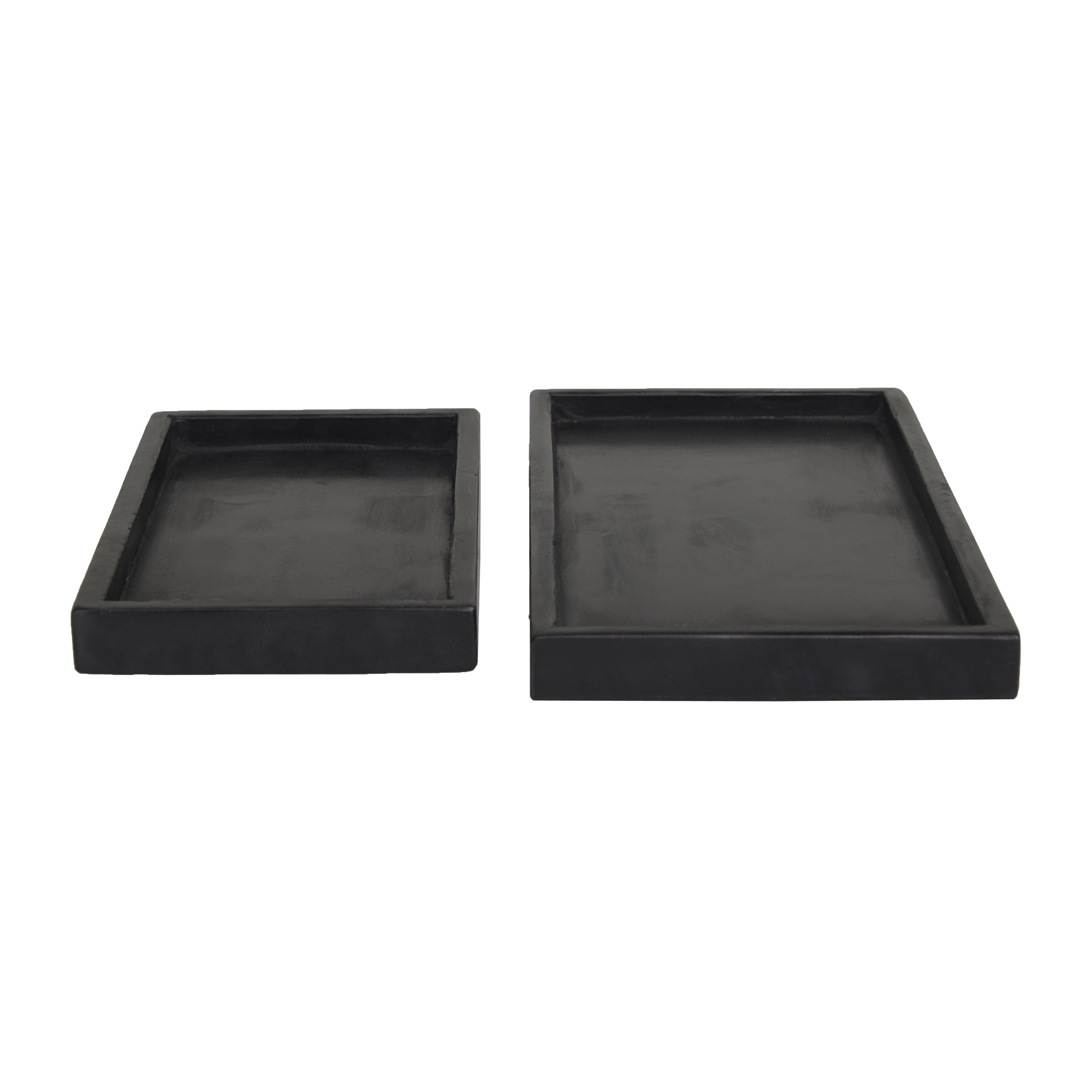 Set of 2 Marble Minimalistic Textured Square Living Room Decor Tray Set of 2 10", 8"W