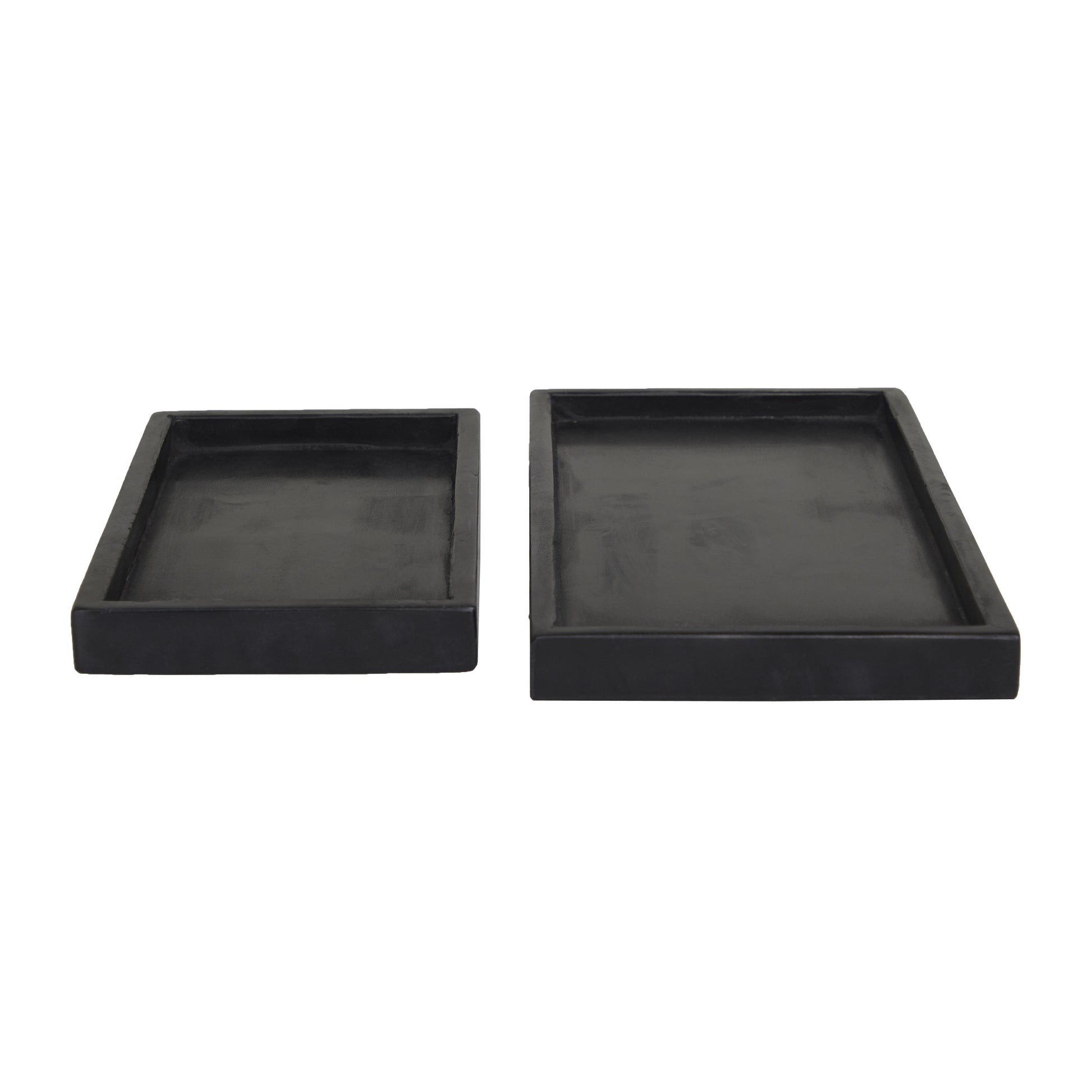 Set of 2 Marble Minimalistic Textured Square Living Room Decor Tray Set of 2 10", 8"W
