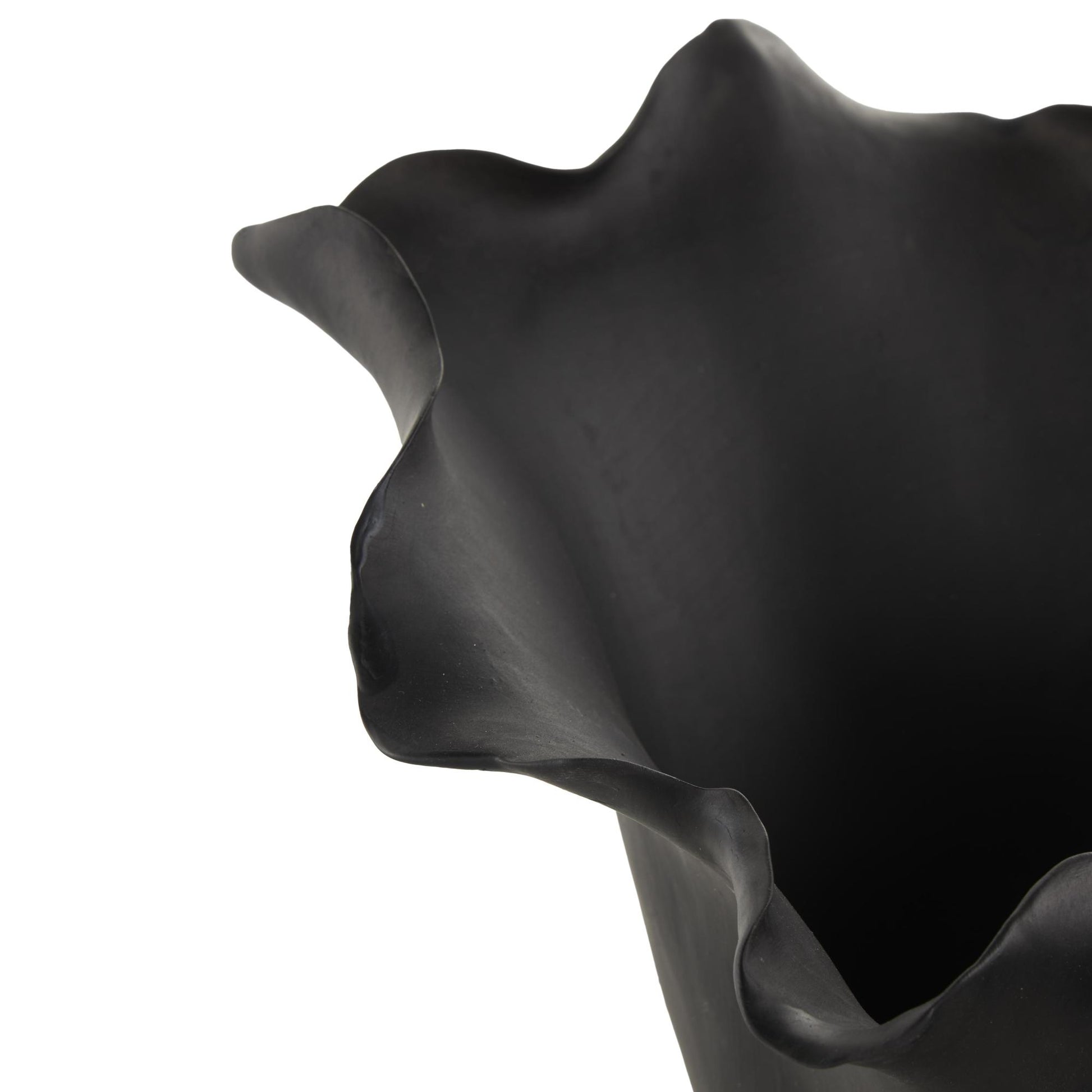 Abstract Ceramic Floral Inspired Decorative Vase with Wavy Folded Rim
