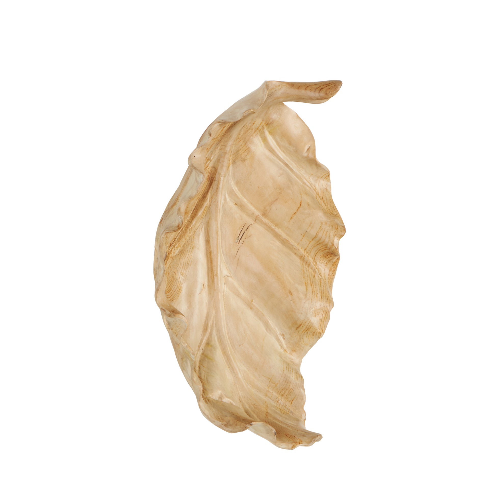 Leaf Light Brown Teak Wood Handmade Carved Living Room Decor Tray