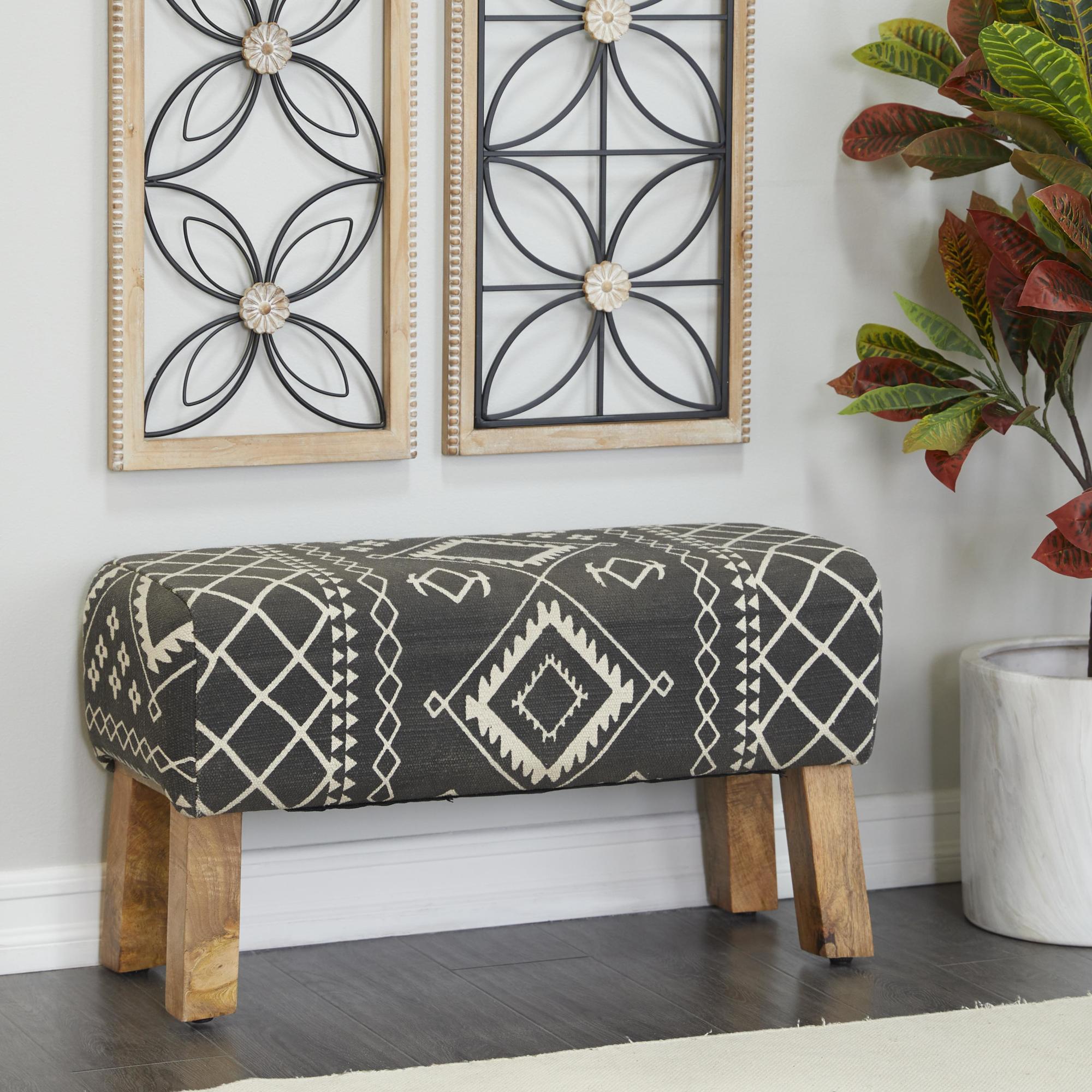 Upholstered Home Bench with Wood Legs