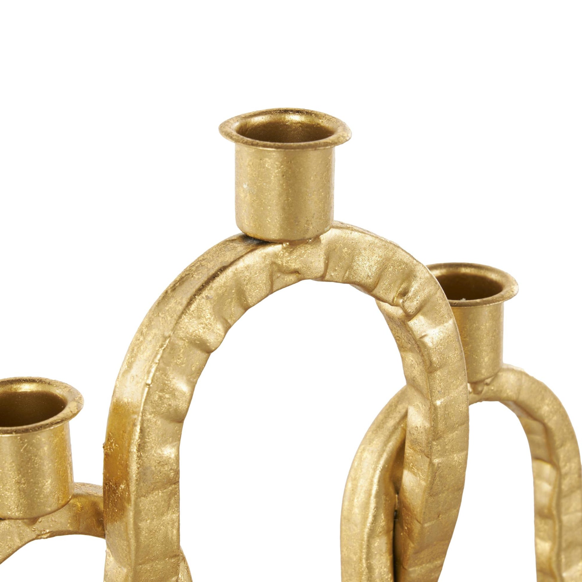 Gold Metal Interlocked Chains Decorative Candle Holder with Rectangle Base