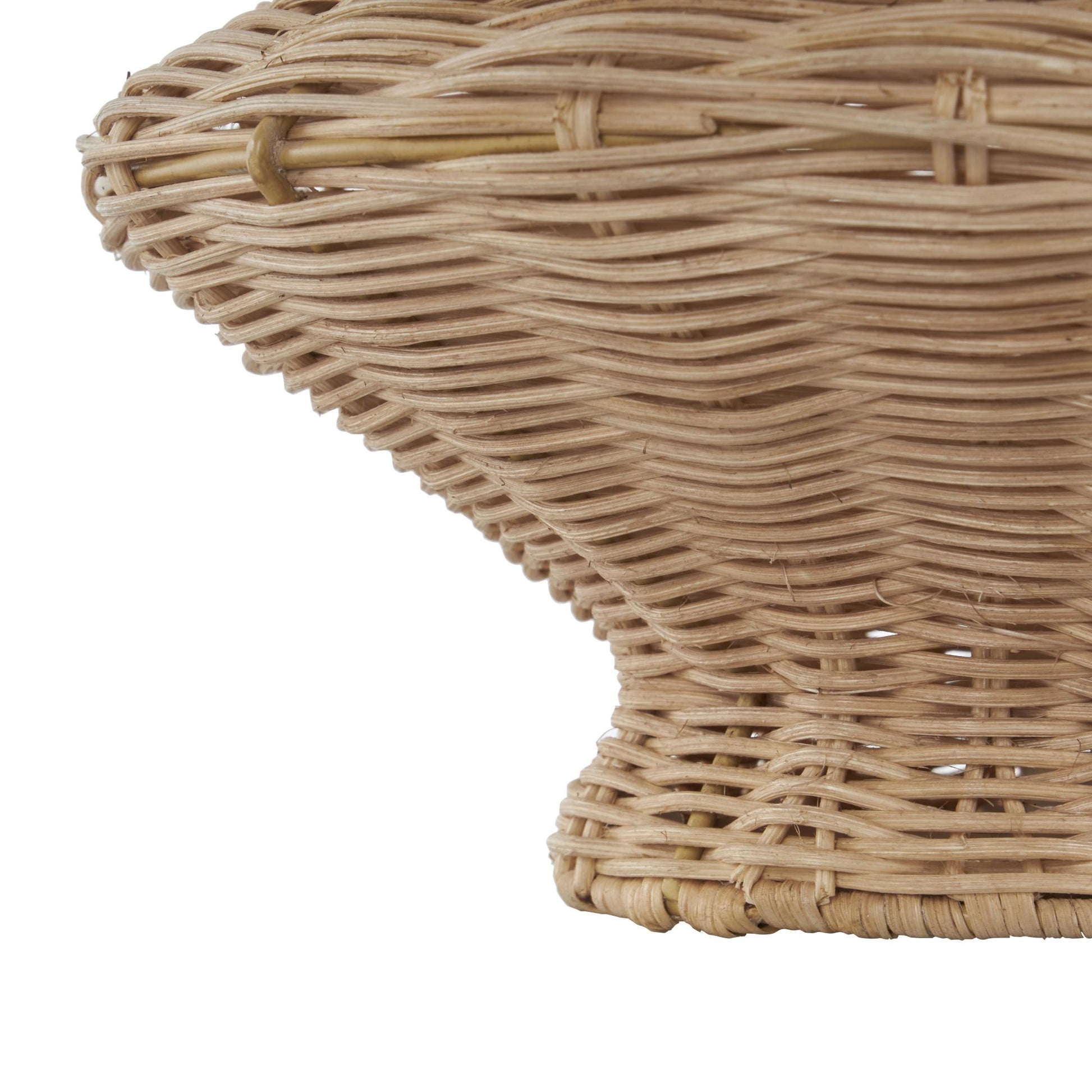 Brown Rattan Handmade Woven Fluted Hourglass Decorative Vase