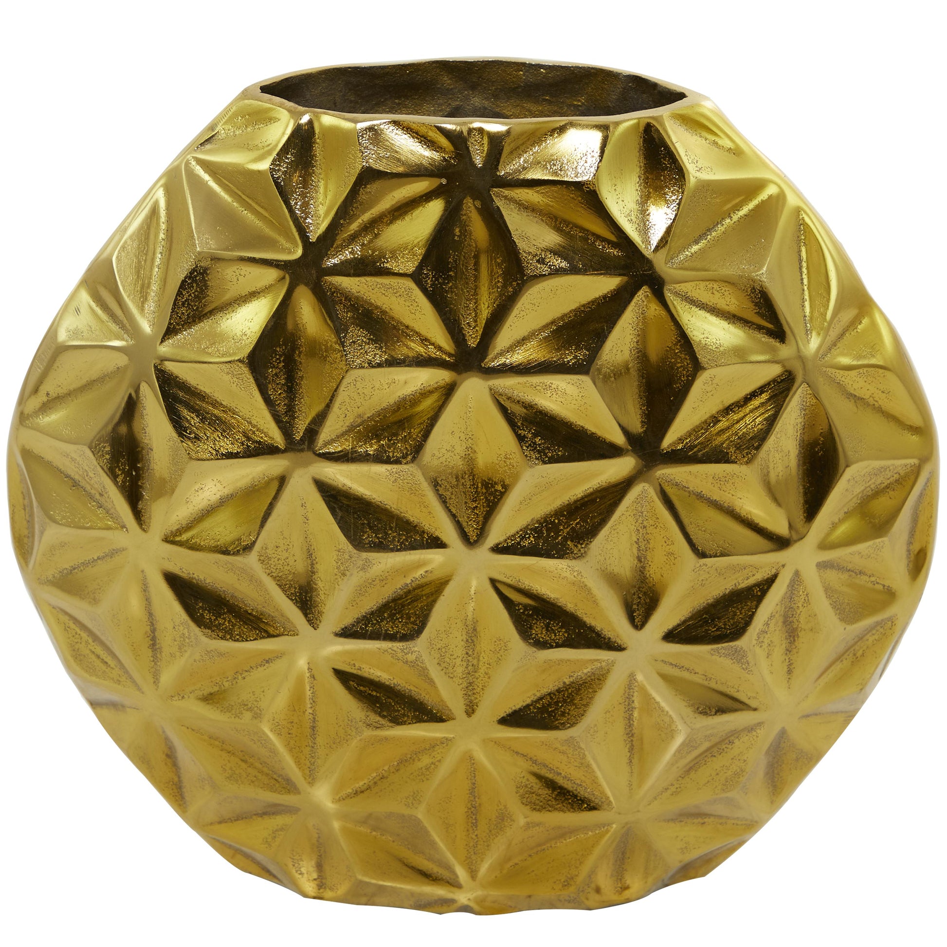 CosmoLiving by Cosmopolitan Geometric Aluminum Metal Faceted Decorative Vase