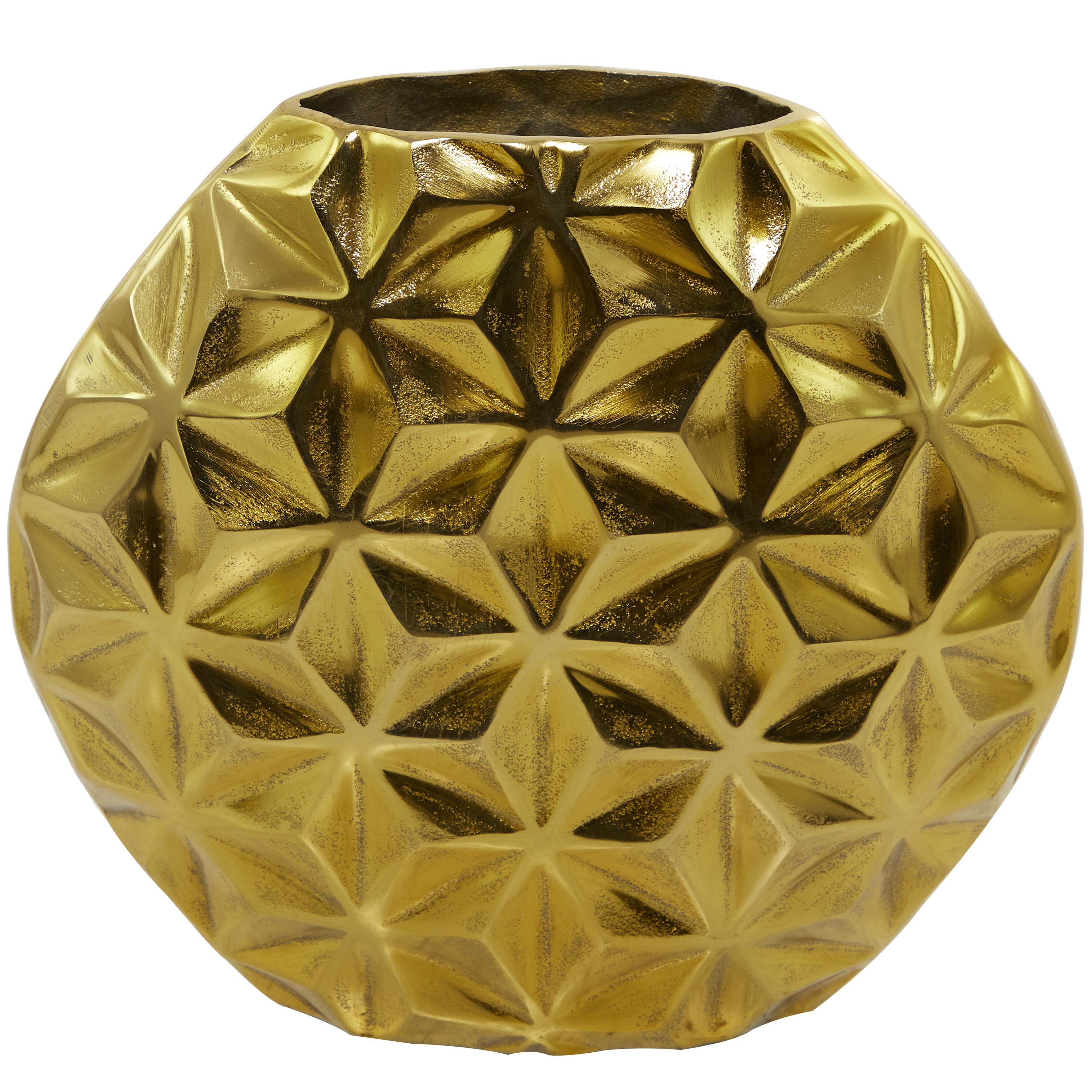 CosmoLiving by Cosmopolitan Geometric Aluminum Metal Faceted Decorative Vase
