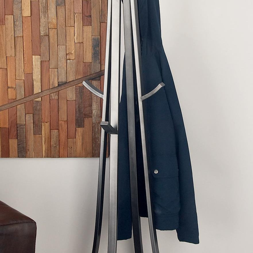 Dark Gray Metal 12 Hook Freestanding Coat Rack