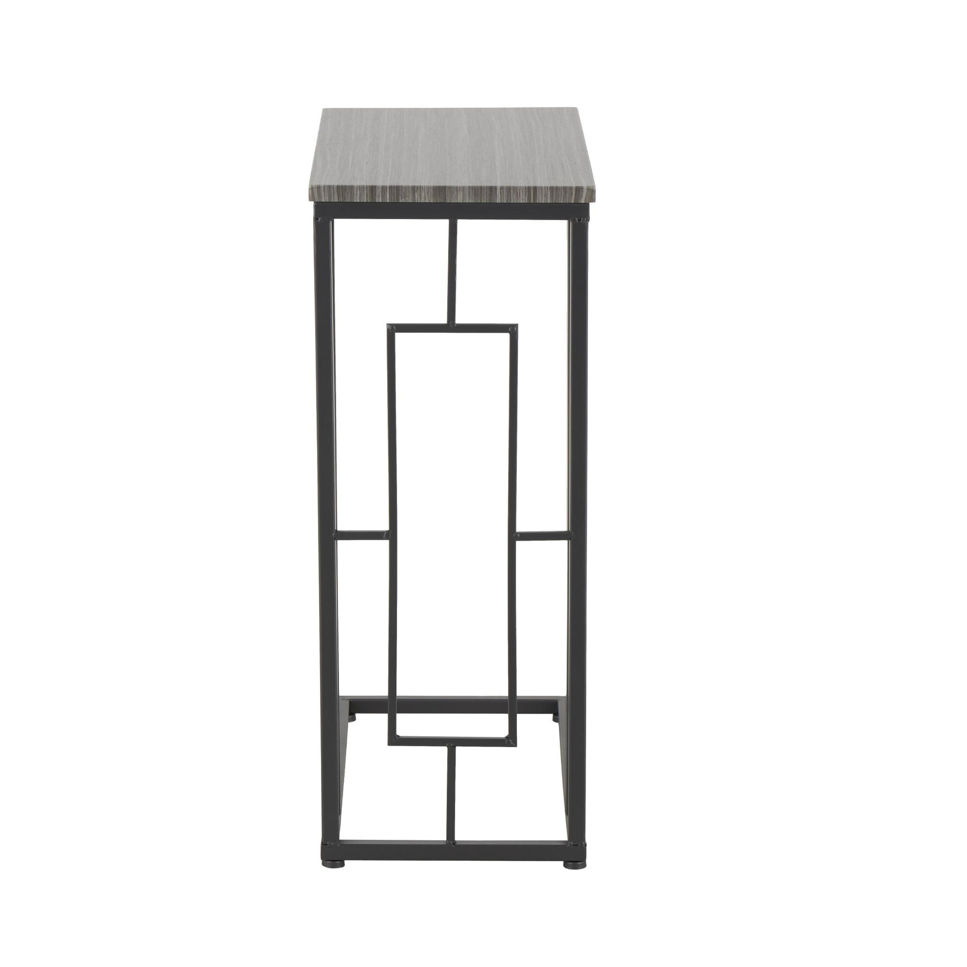 Metal C-Shaped Side End Accent Table with Black Metal Base