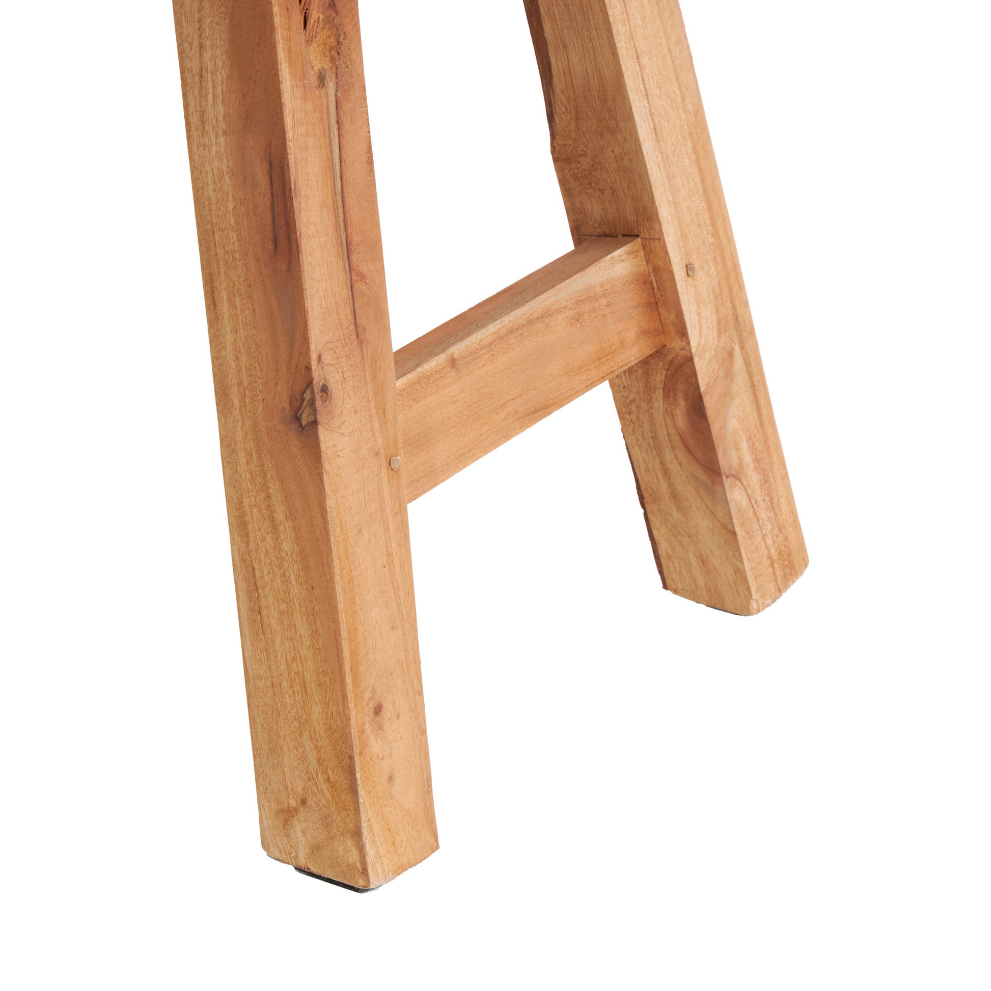 Brown Reclaimed Wood Handmade Home Bench with Natural Finish and High Trestle Legs