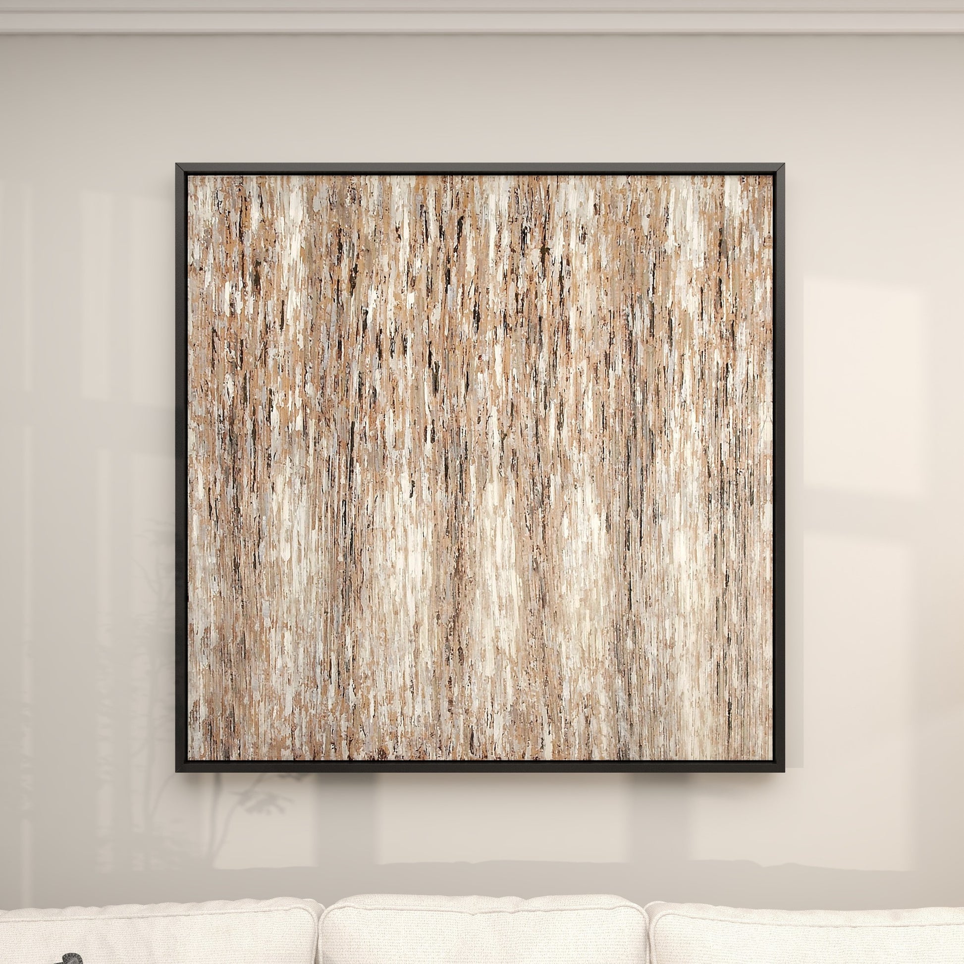 Abstract White Canvas Living Room Framed Wall Art with Black Frame