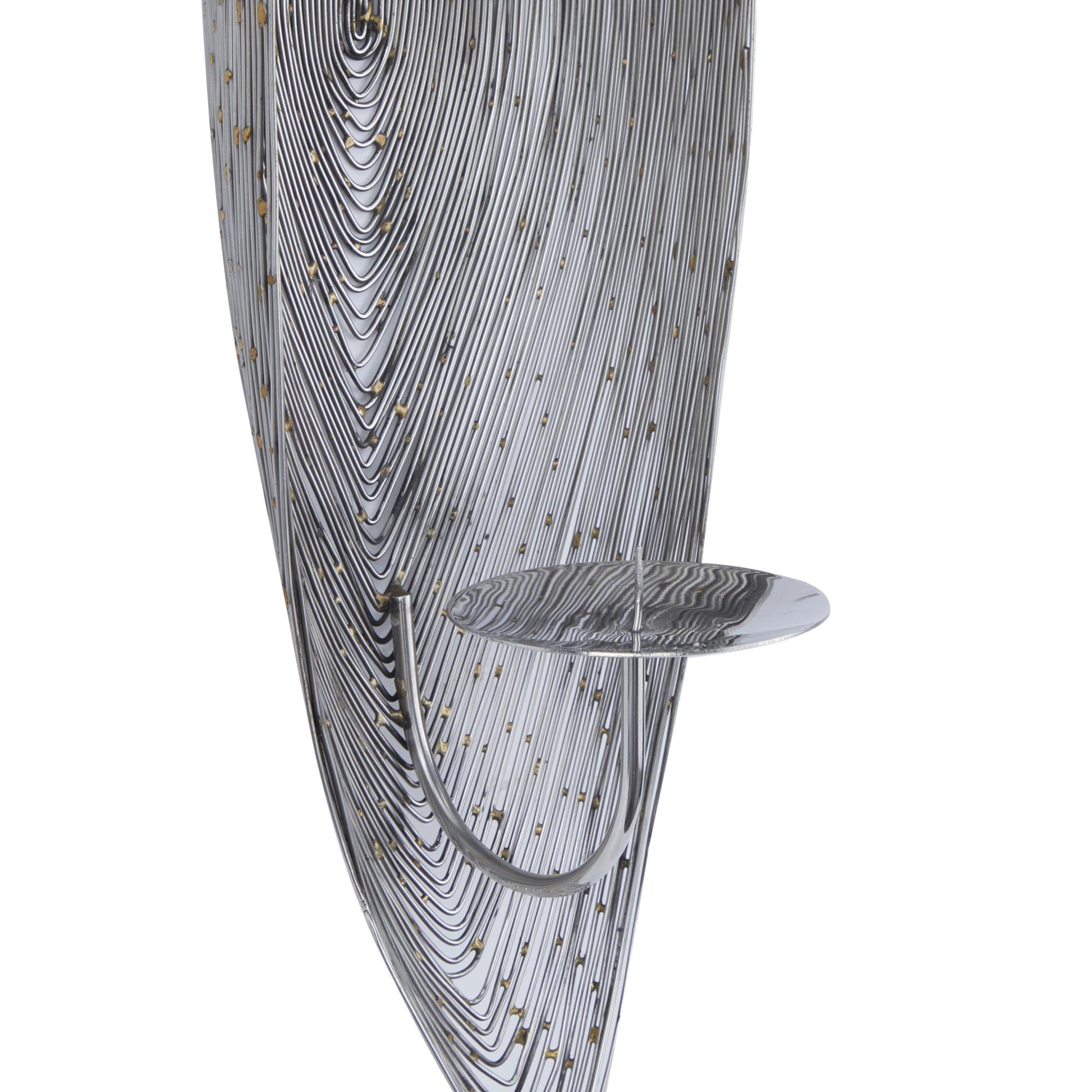 CosmoLiving by Cosmopolitan Leaf Stainless Steel Metal Single Candle Indoor Outdoor Wall Sconce