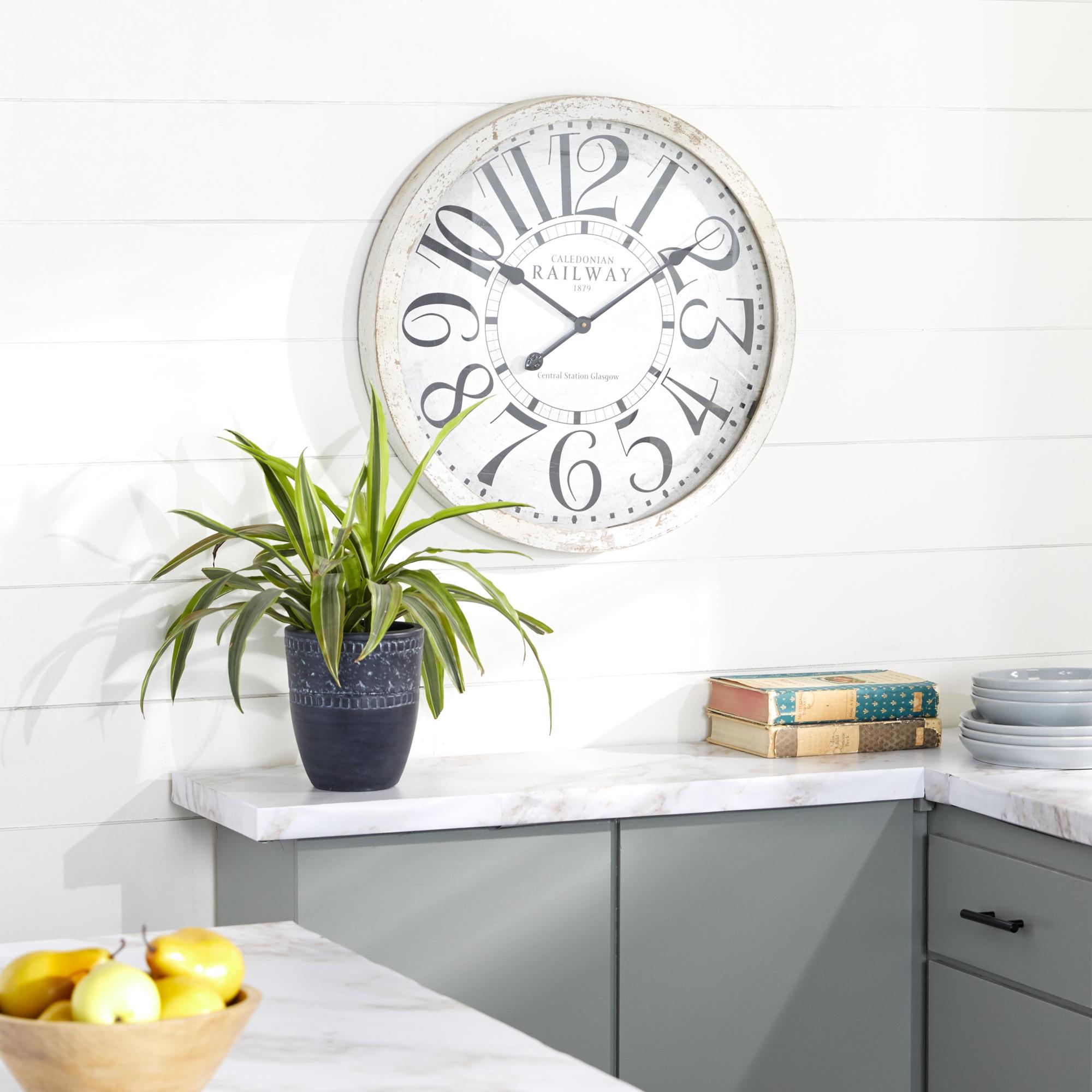 White Wooden Decorative Wall Clock