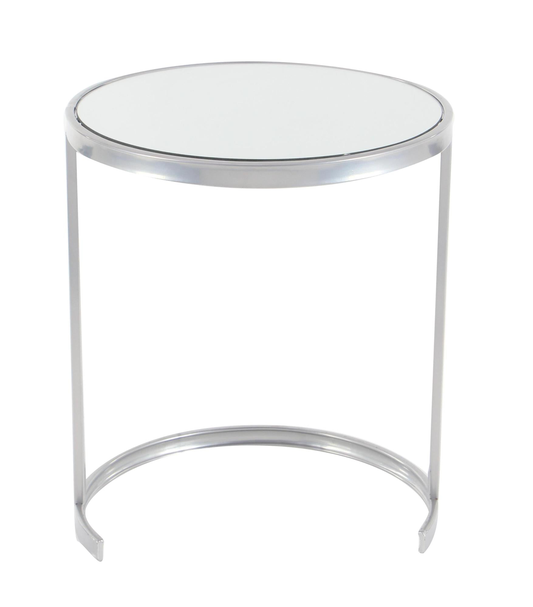 Set of 3 Metal Round Nesting Side End Accent Table with Black Glass Top