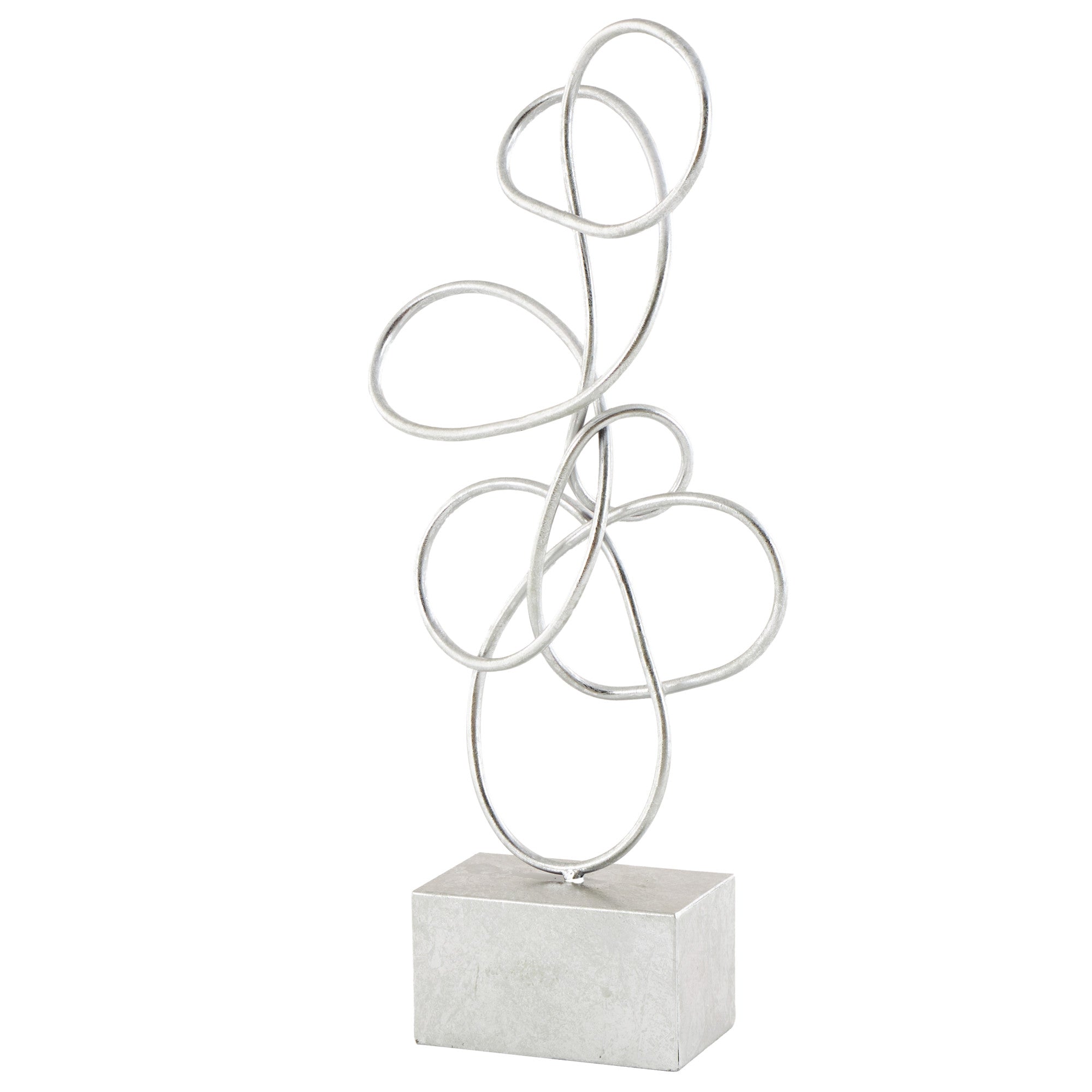 Abstract Silver Metal Swirl Decorative Sculpture