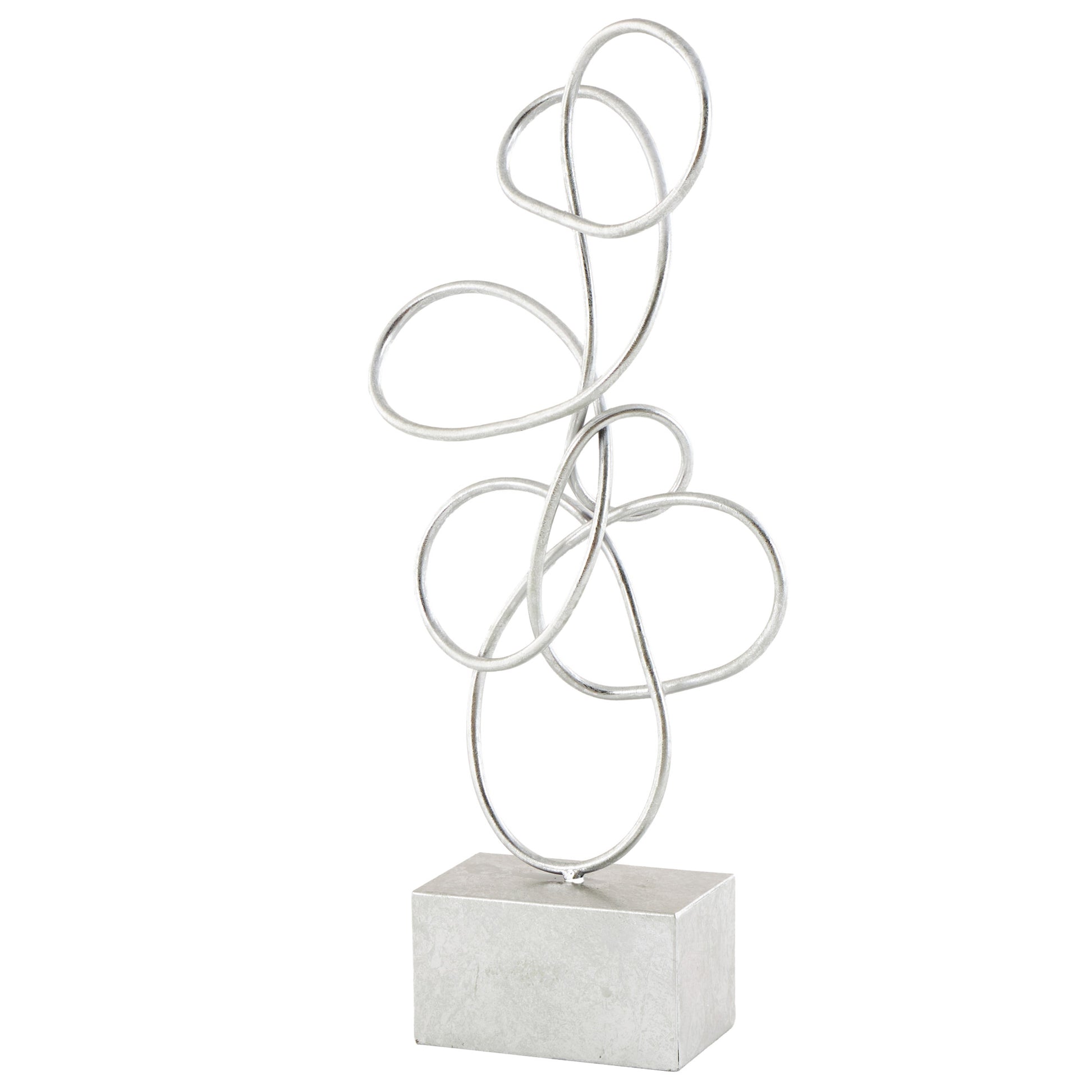 Abstract Silver Metal Swirl Decorative Sculpture
