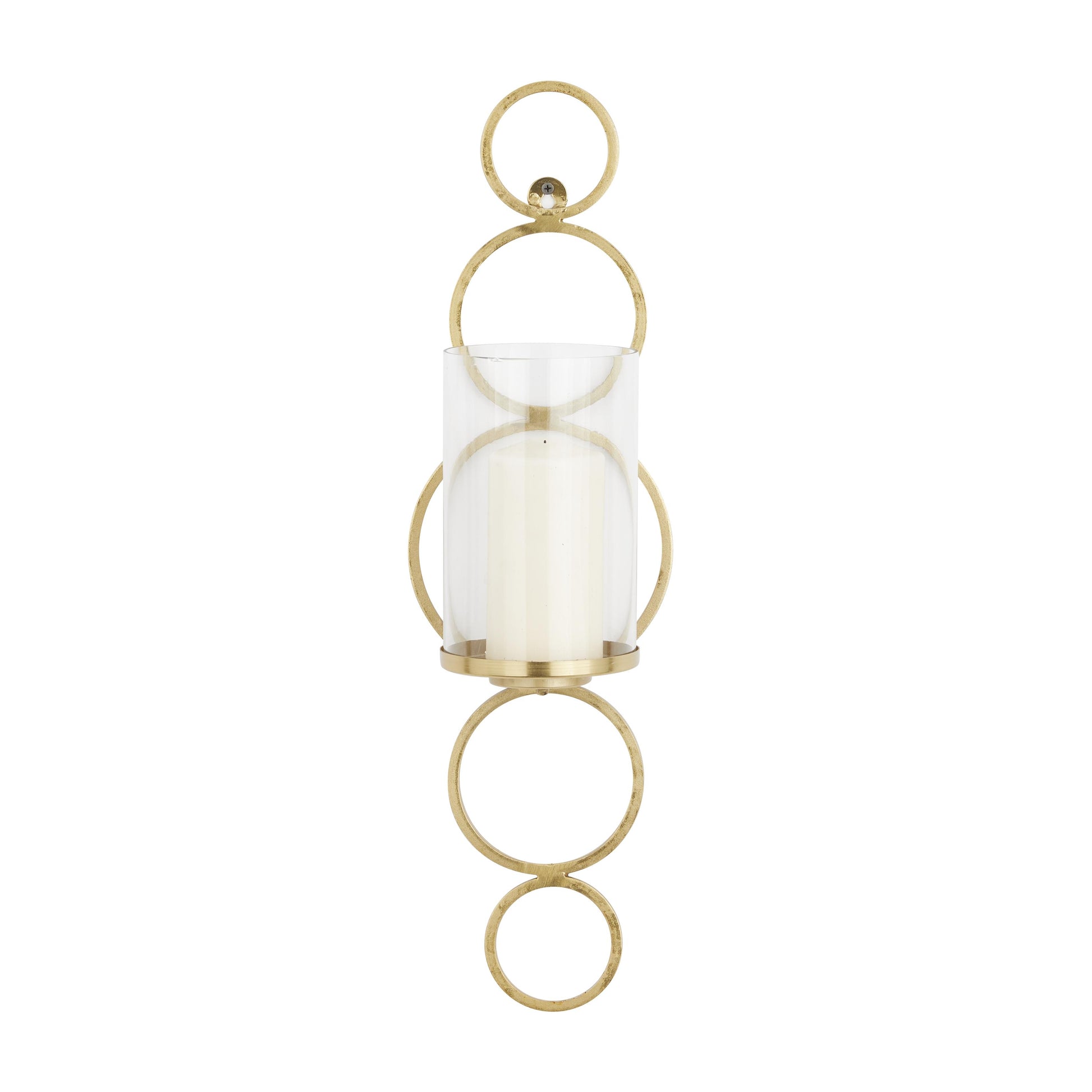CosmoLiving by Cosmopolitan Metal Single Candle Indoor Outdoor Wall Sconce with Glass Holder