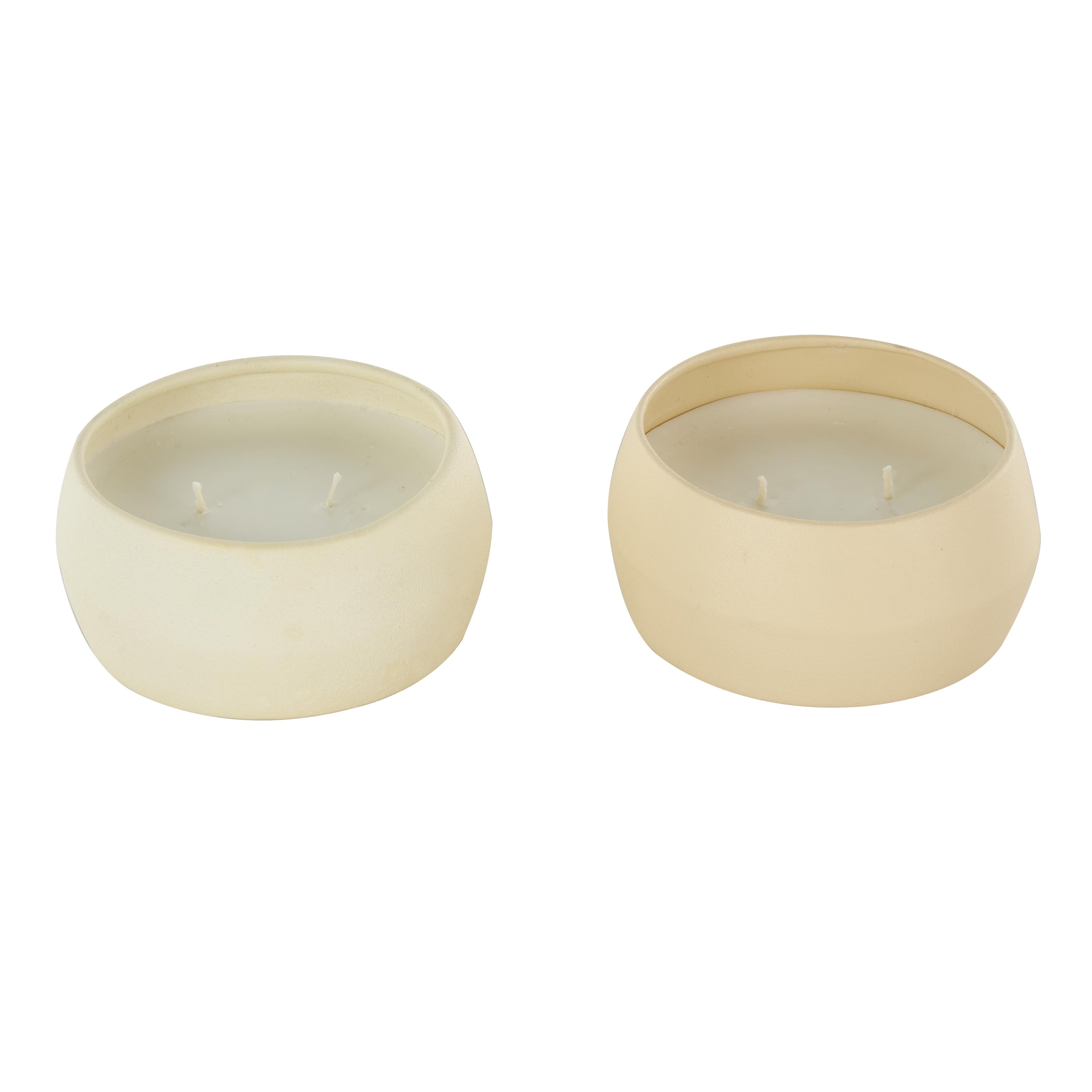 Set of 2 Metal Apple Cinnamon / Creamy Vanilla Swirl Scented Textured 9oz 2 Wick Decorative Candle with White Wax