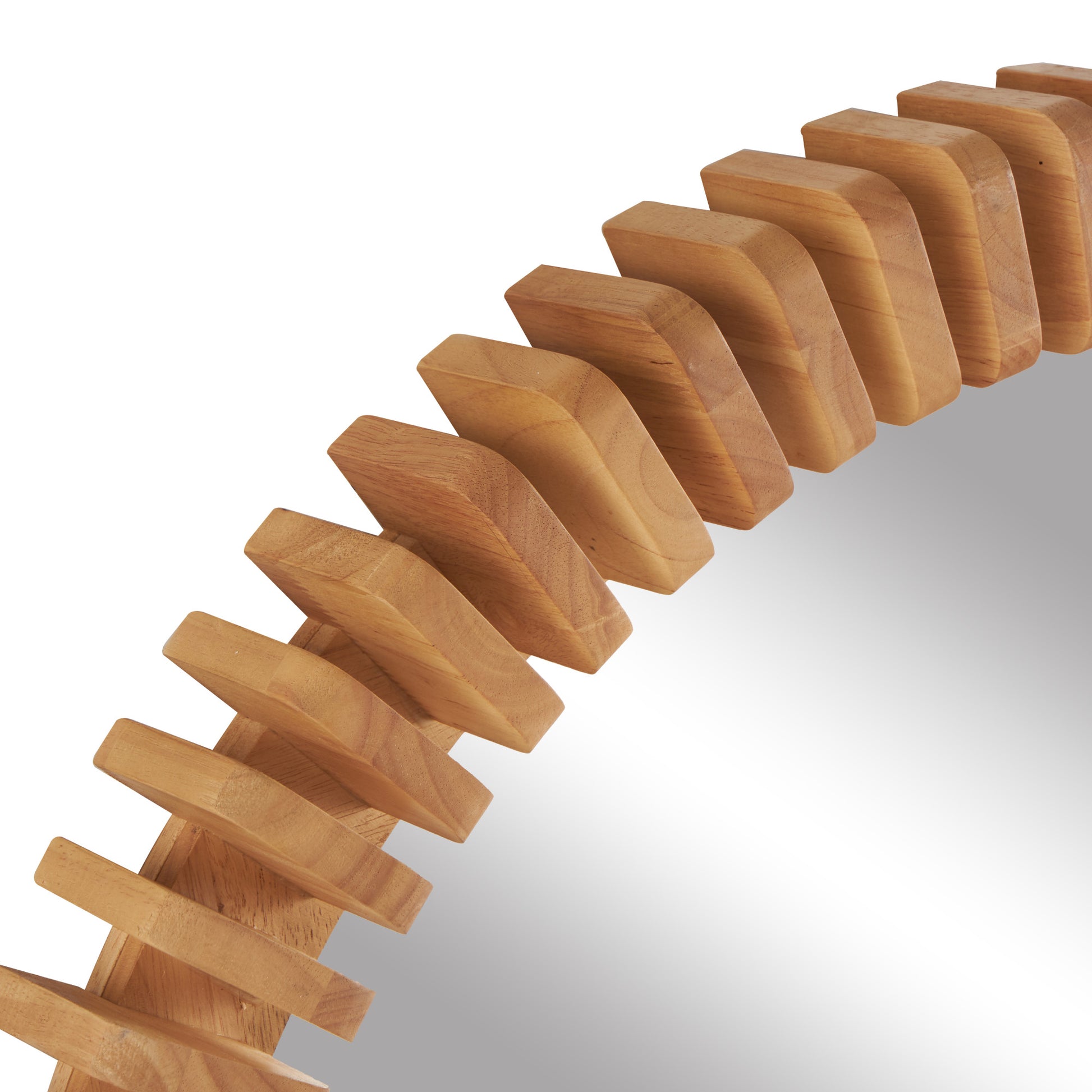 Brown Wood Handmade Room Wall Mirror with Spiral Edges