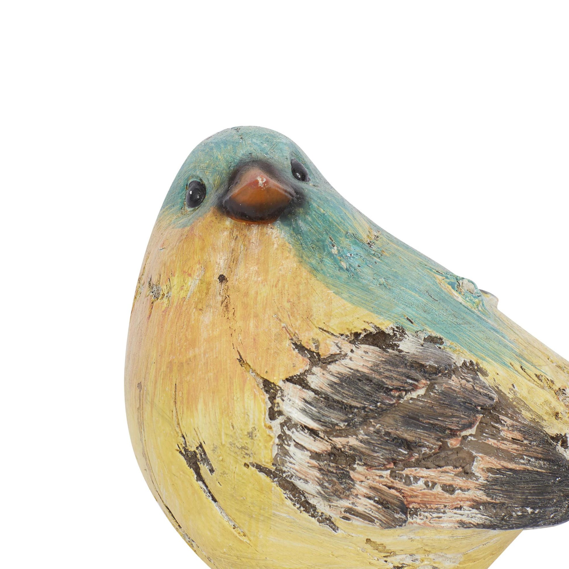 Set of 4 Bird Multi Colored Polystone Decorative Sculpture