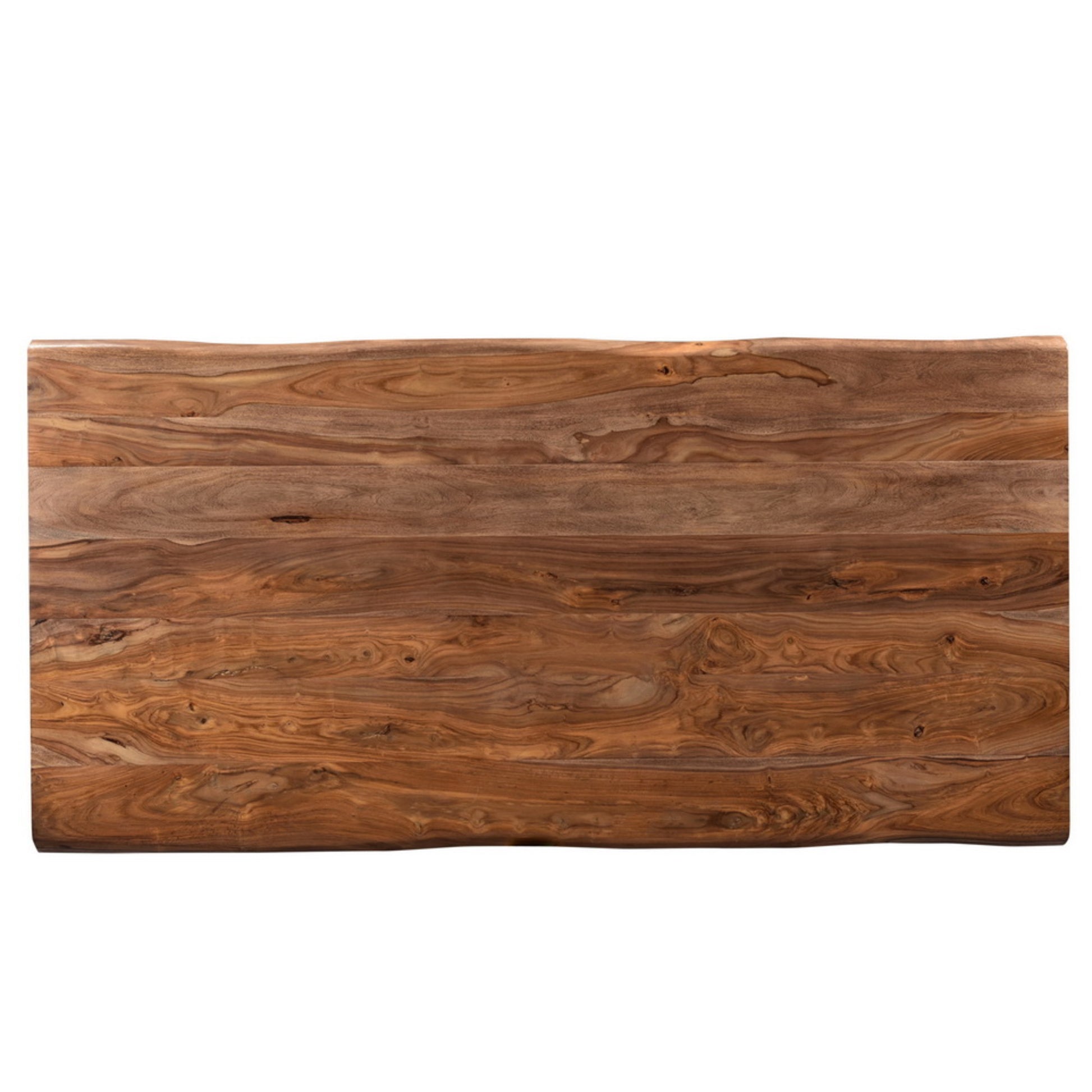 Brown Sheesham Wood Kitchen Dining Table with Natural Wood Grain and Black Iron Framed Legs