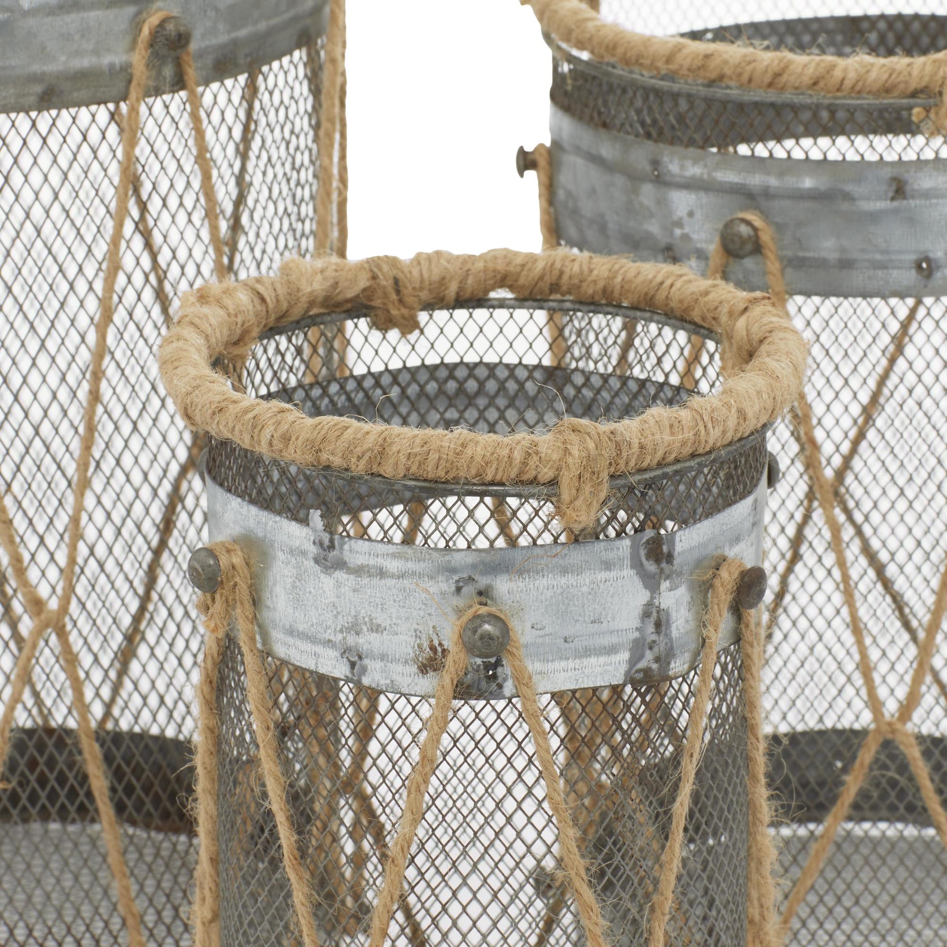 Set of 3 Silver Metal Decorative Indoor Outdoor Candle Lantern