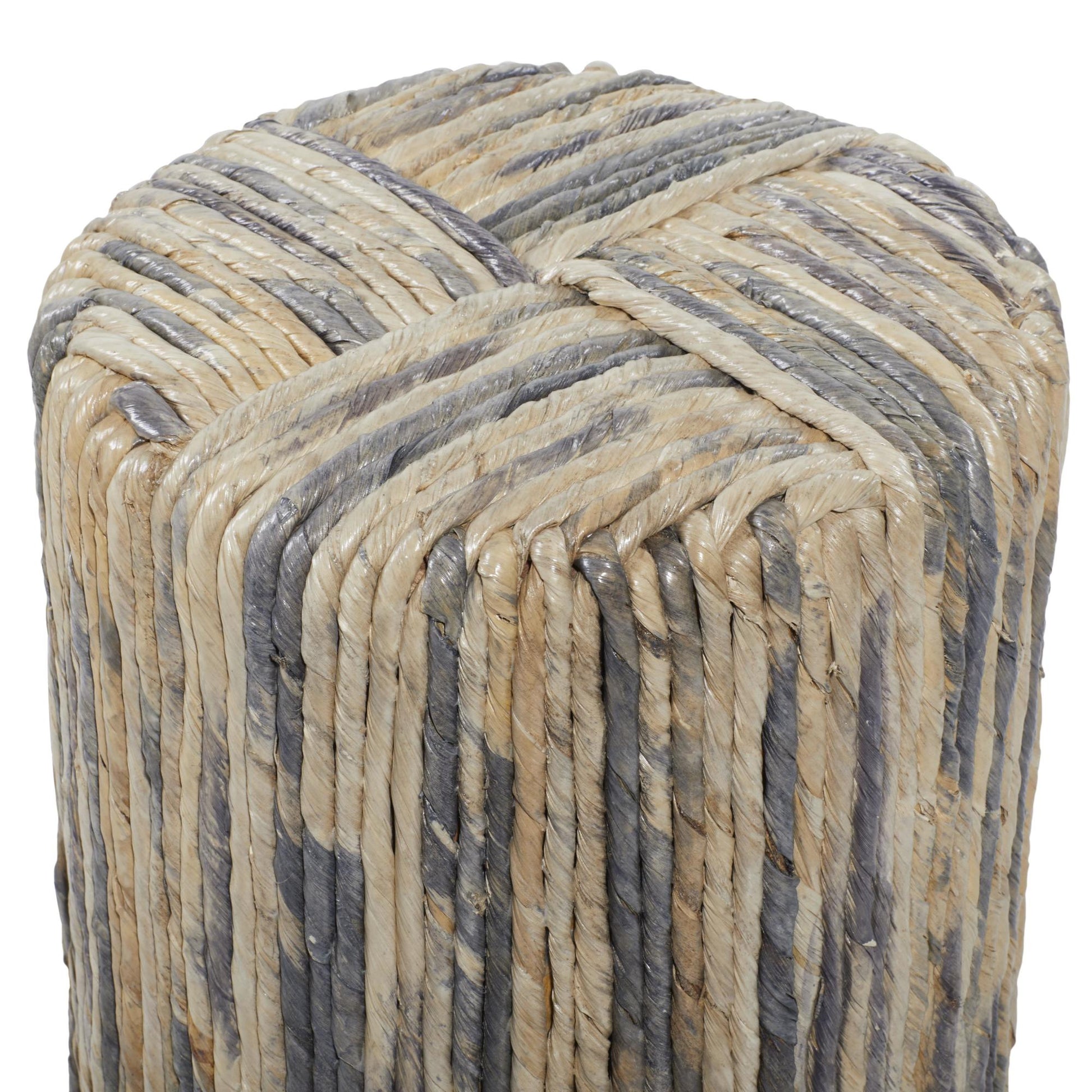 Multi Colored Banana Leaf Woven Side End Accent Table