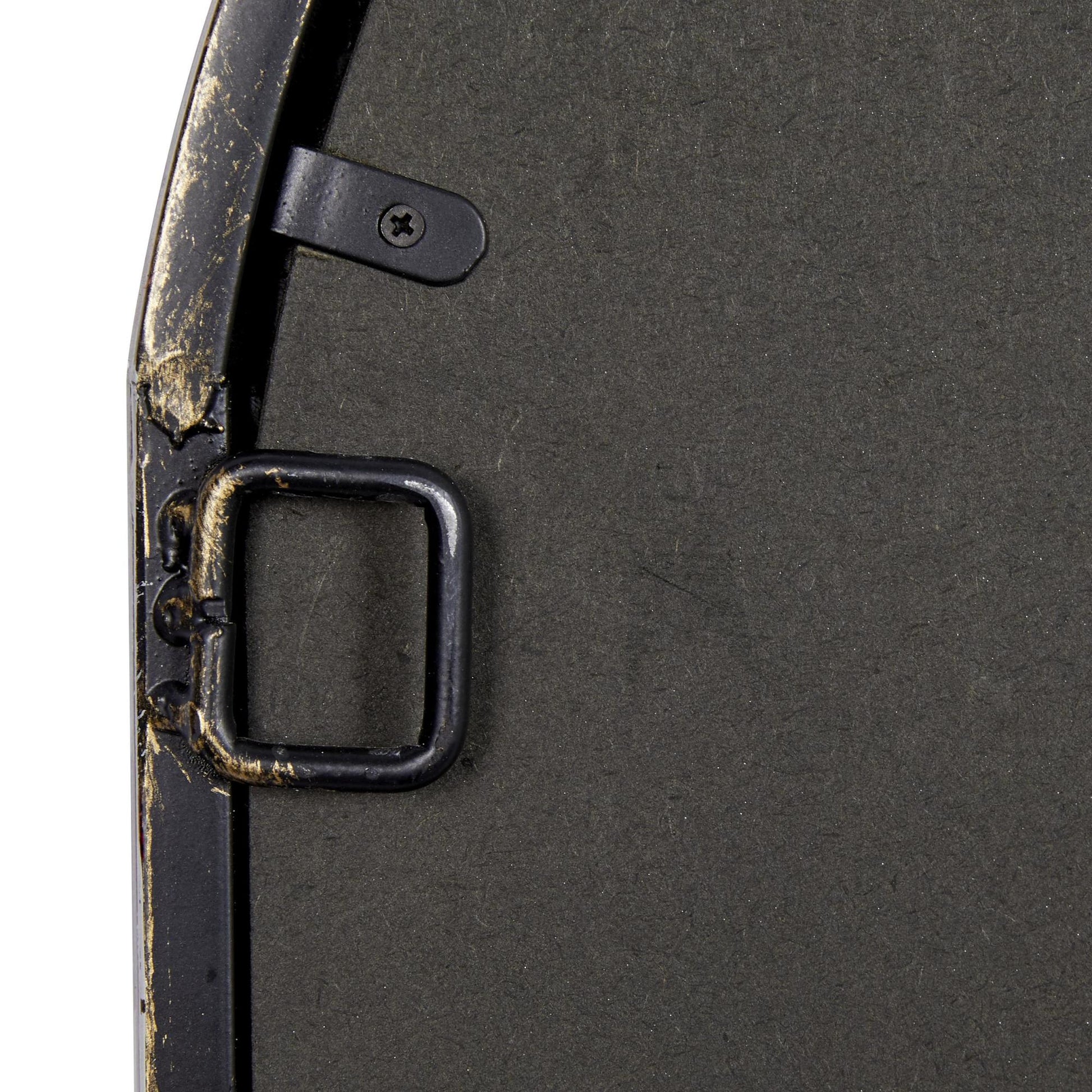 Black Metal Window Pane Inspired Room Wall Mirror with Arched Tops and Studs